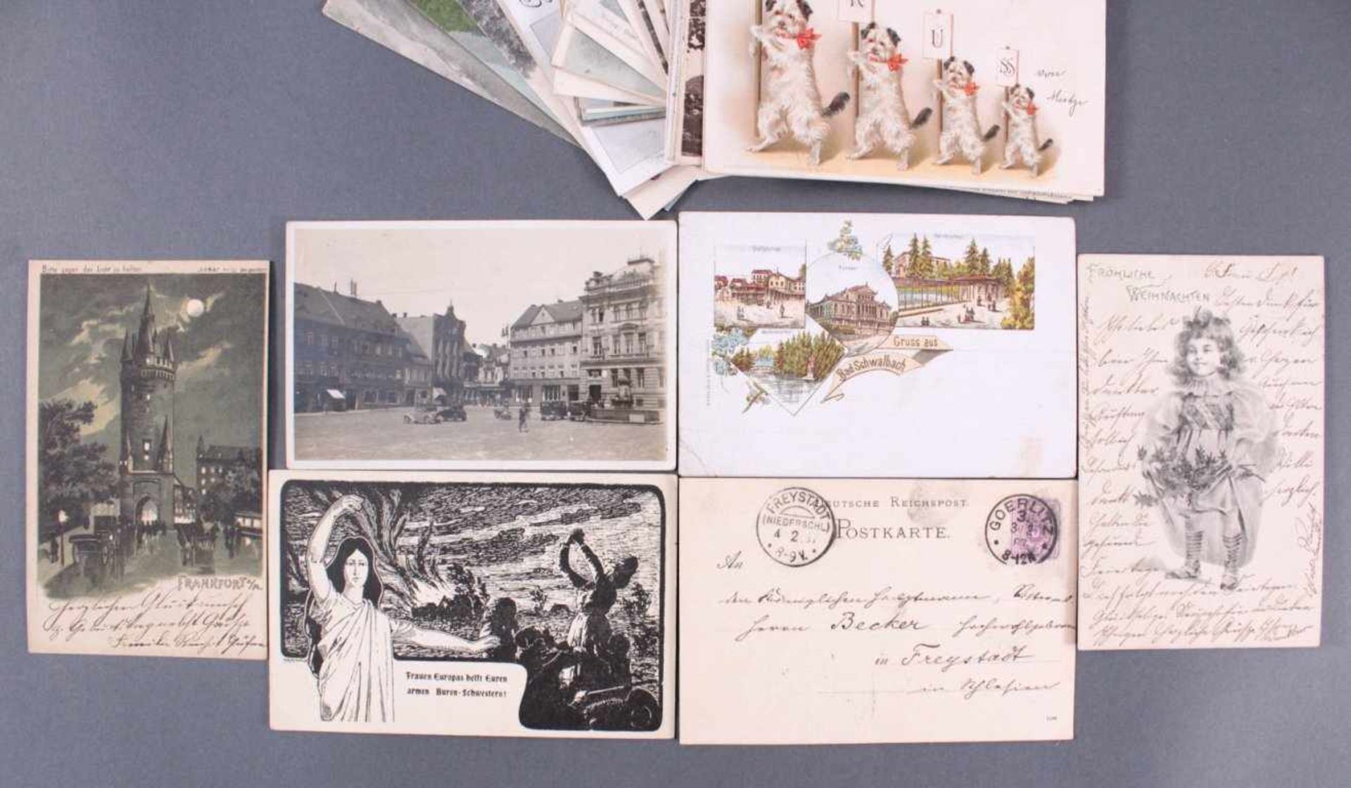 Konvolut Postkarten um 1900, Deutsches ReichCa. 37 gelaufene Postkarten in unterschiedlicher - Bild 2 aus 2