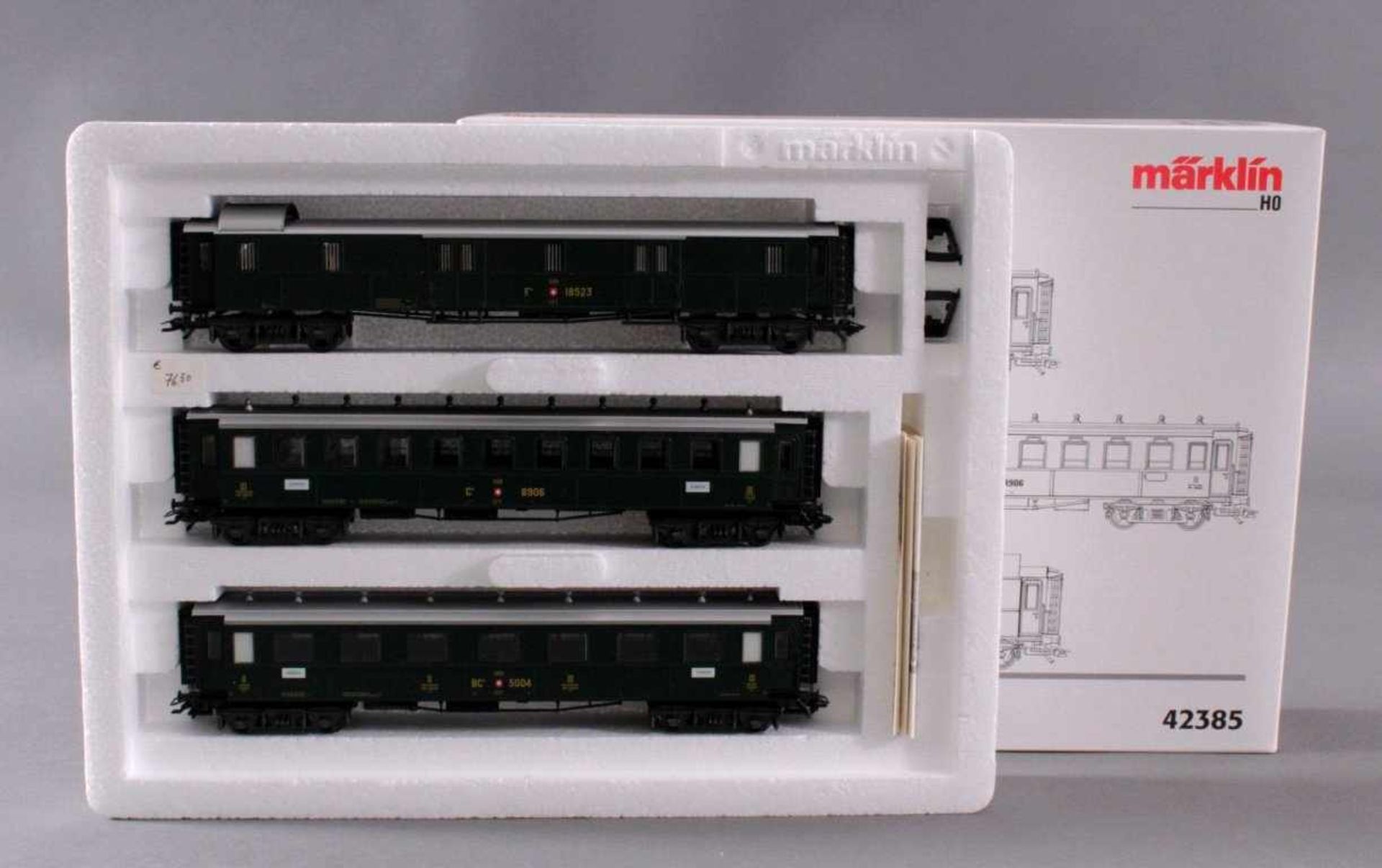 Märklin HO 42385 Set 3 Oldtimer Personenwagen um 1920Neuwertig und in der original Verpackung