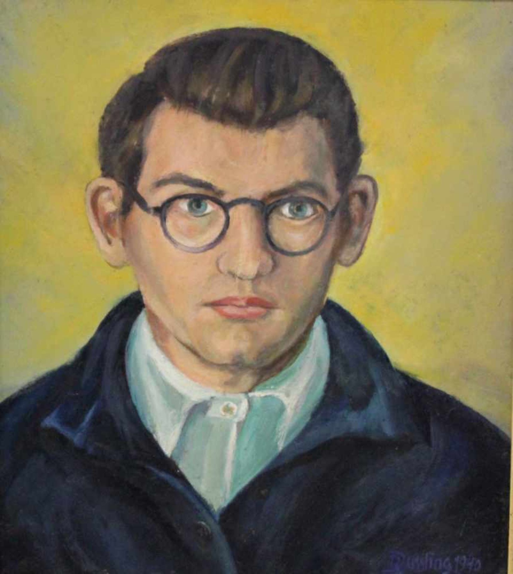 R. Dussling - SelbstportraitsÖl auf Leinwand-/Holz. Portraits aus dem Jahre 1940, 1949,1994, Maßen - Bild 2 aus 4