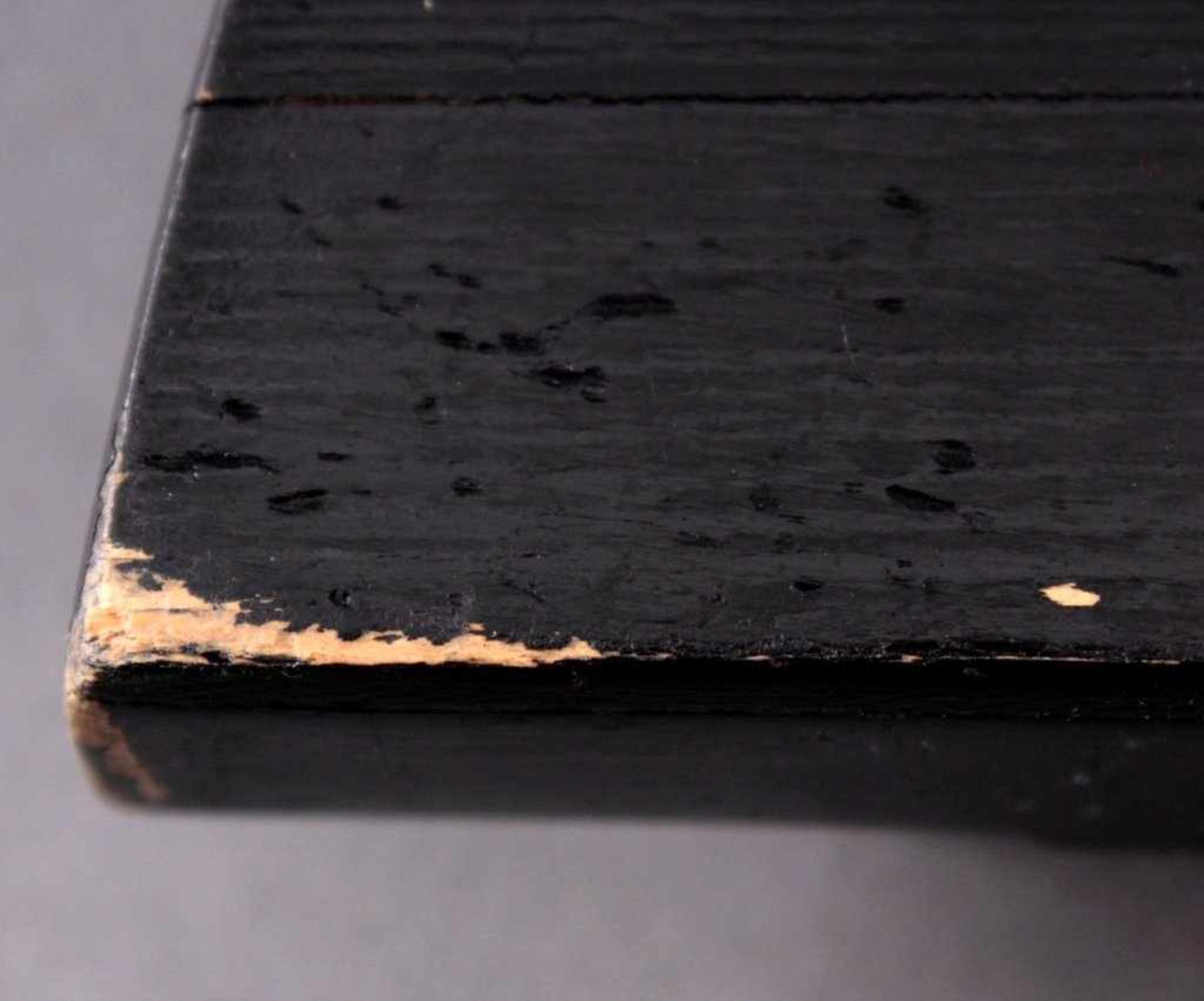 Antike ZitherVersilberte Schmuckbeschläge im schwarzen Holzkasten,Trockenriss auf der Unterseite, - Image 3 of 3