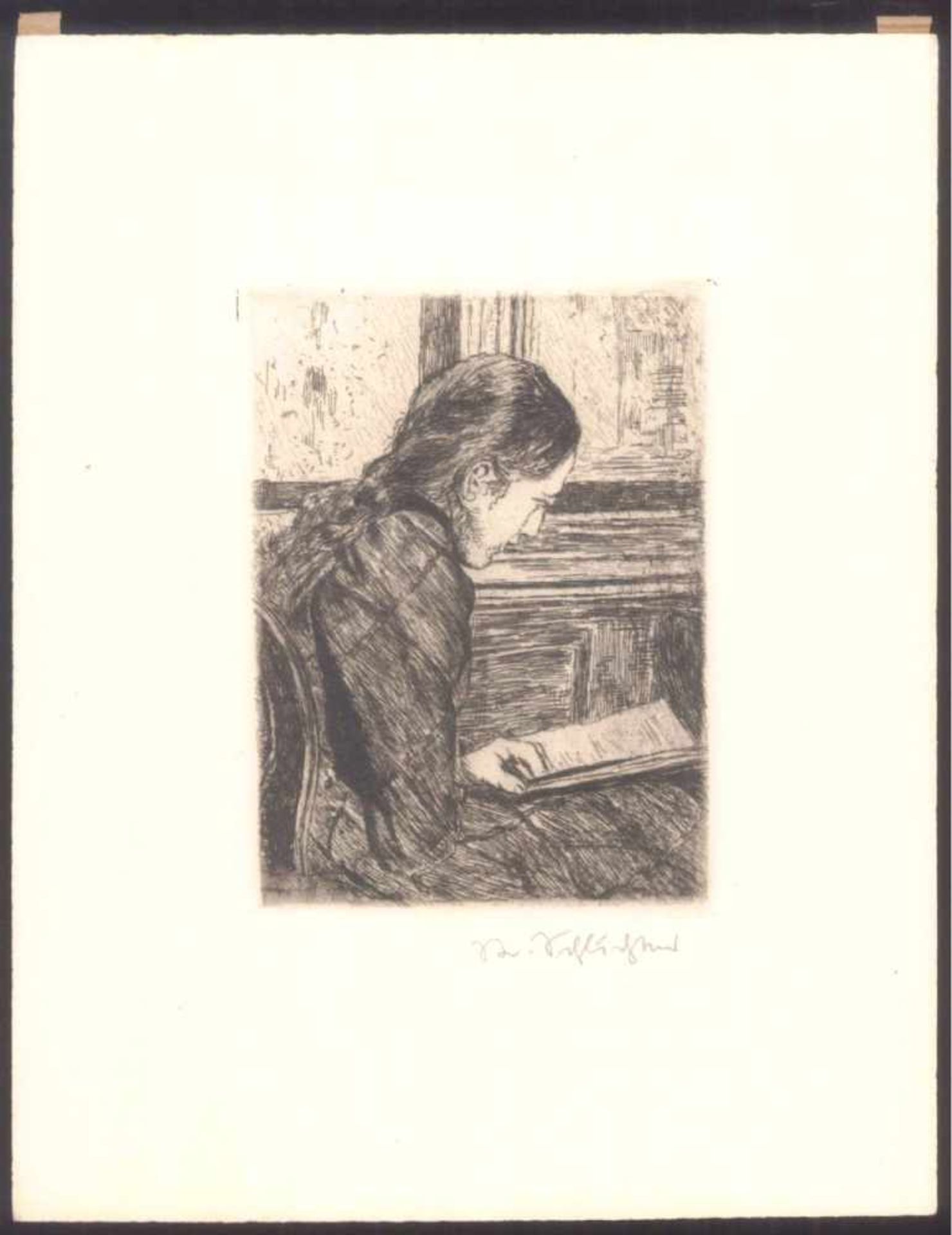 Rudolf Schlichter 1890-1955. Lesendes MädchenKaltnadelradierung, unten rechts mit Bleistift - Bild 2 aus 3