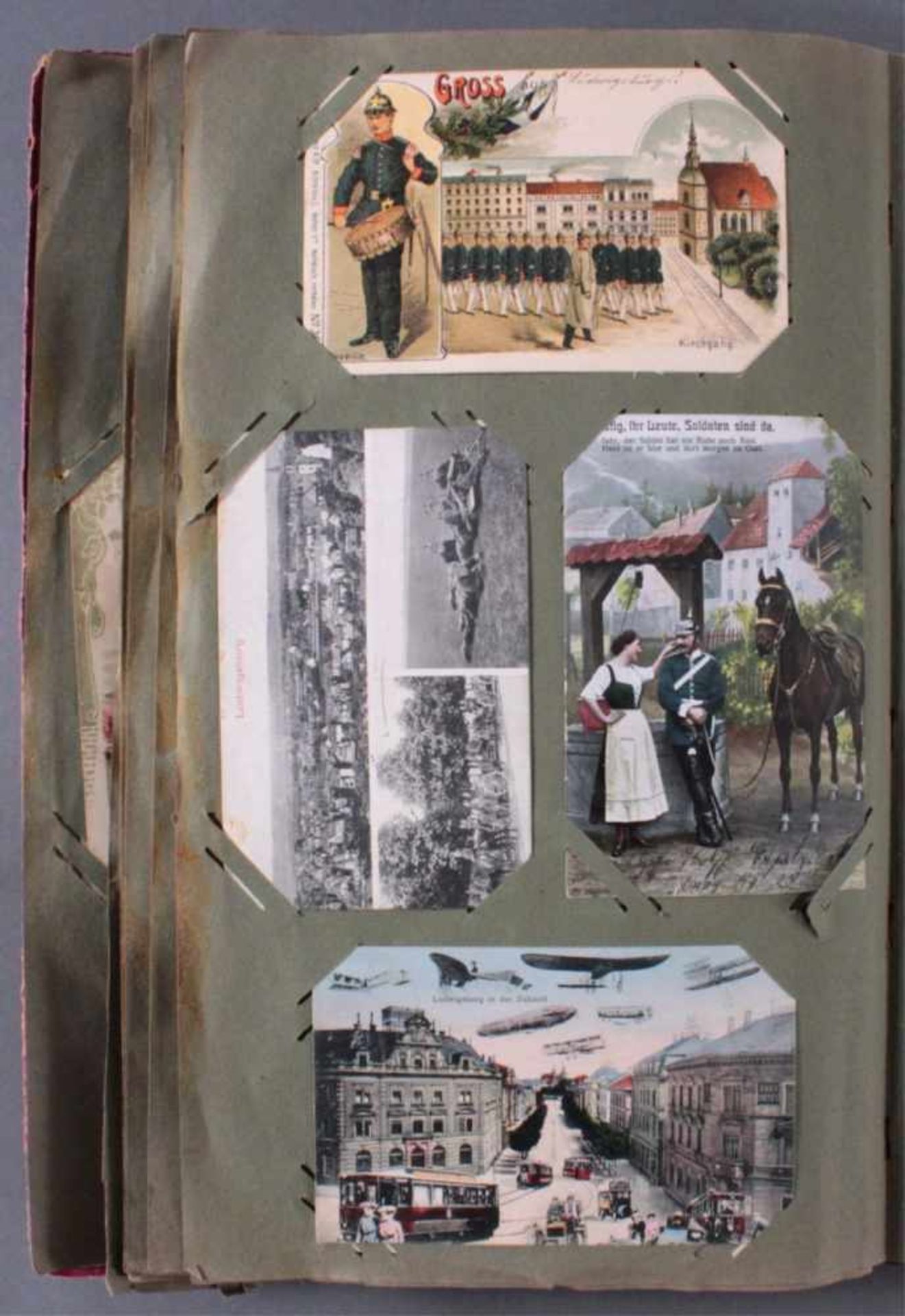 Gewachsenes Postkartenalbum mit über 300 KartenGewachsenes Album um den ersten Weltkrieg, dabei - Image 16 of 26