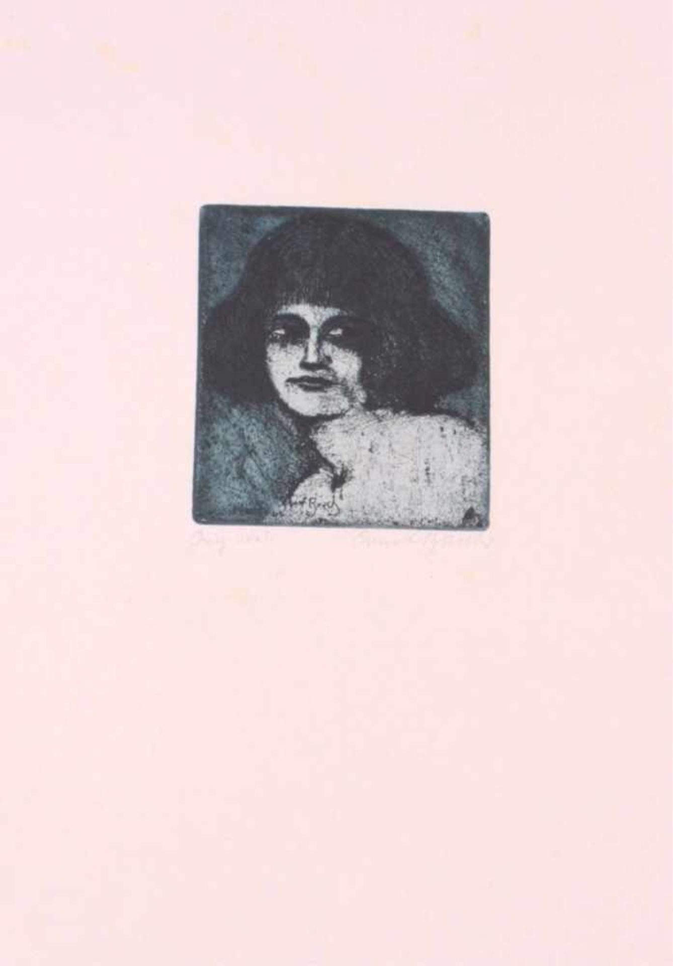 Ernst Busch, MädchenkopfRadierung, unten rechts mit Bleistift signiert, versobetitelt, ca. 45 x 31,5 - Bild 2 aus 4