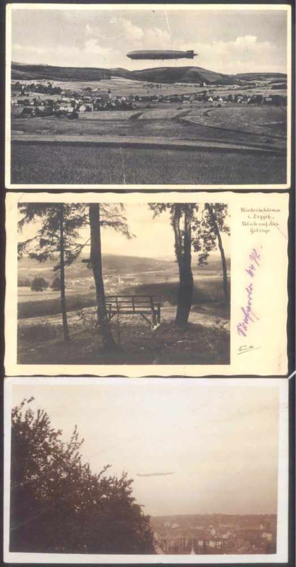 3 Postkarten Zeppelin1x 1910 ZEPPELIN LZ 6, sehr seltene Fotopostkarte!Pforzheim gelaufene