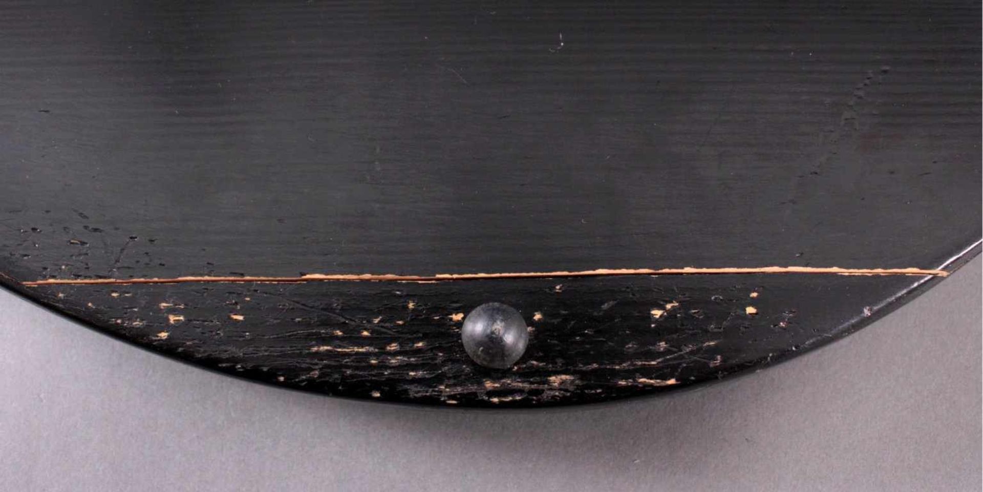 Antike ZitherVersilberte Schmuckbeschläge im schwarzen Holzkasten,Trockenriss auf der Unterseite, - Image 2 of 3