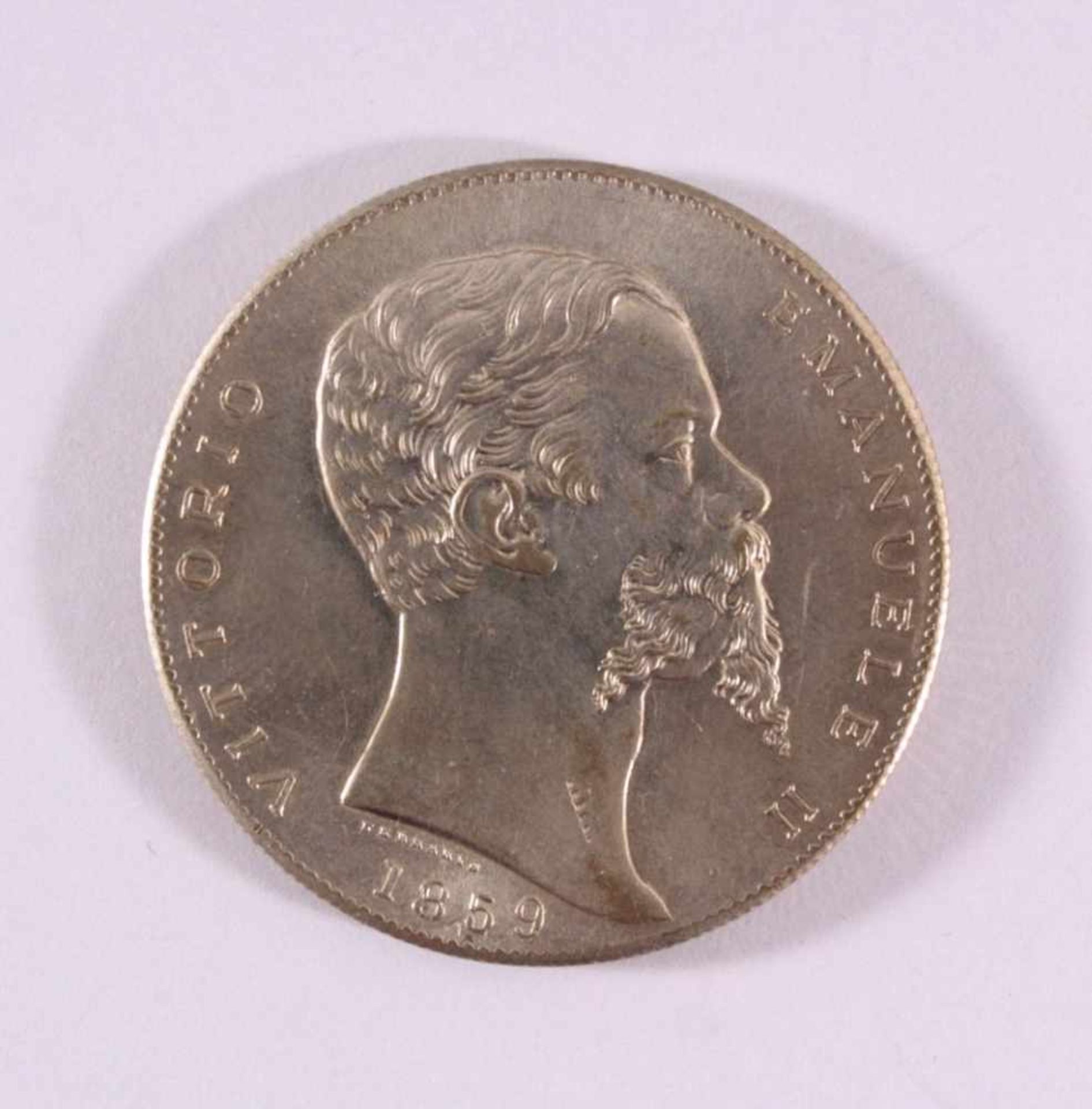 Italien, Victor Emanuel II., 5 Lire 1859D-3,7 cm, ca. 22,5 g