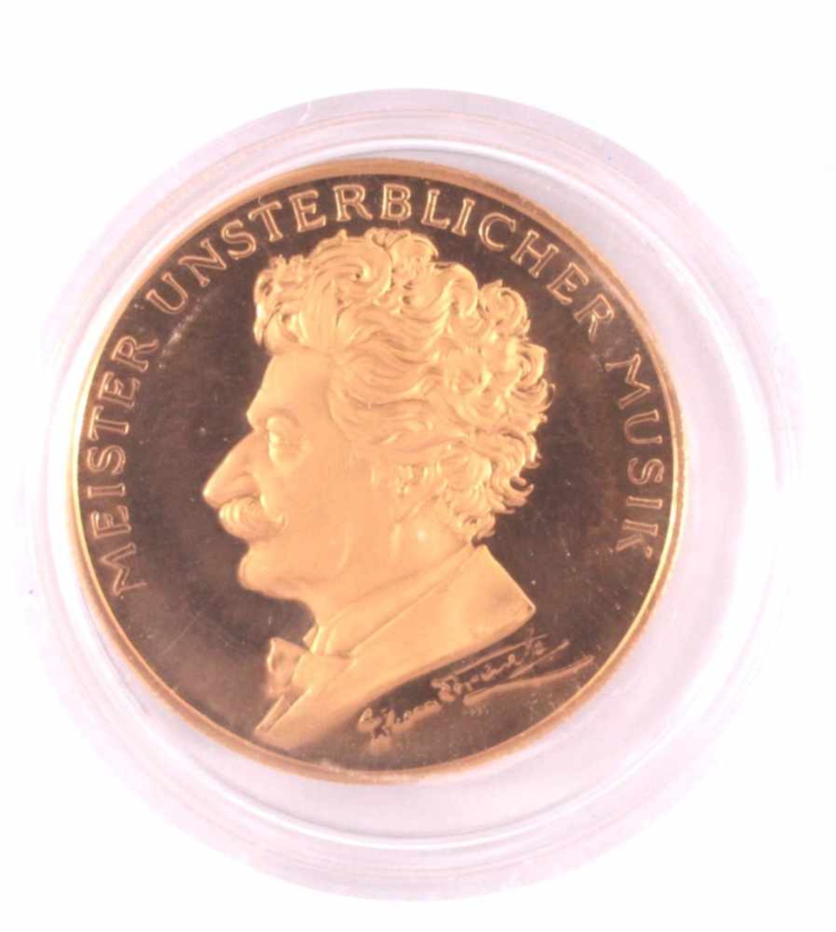 Gedenkmedaille Johann Strauss, 900er GoldCa. D-3,5, 22 g