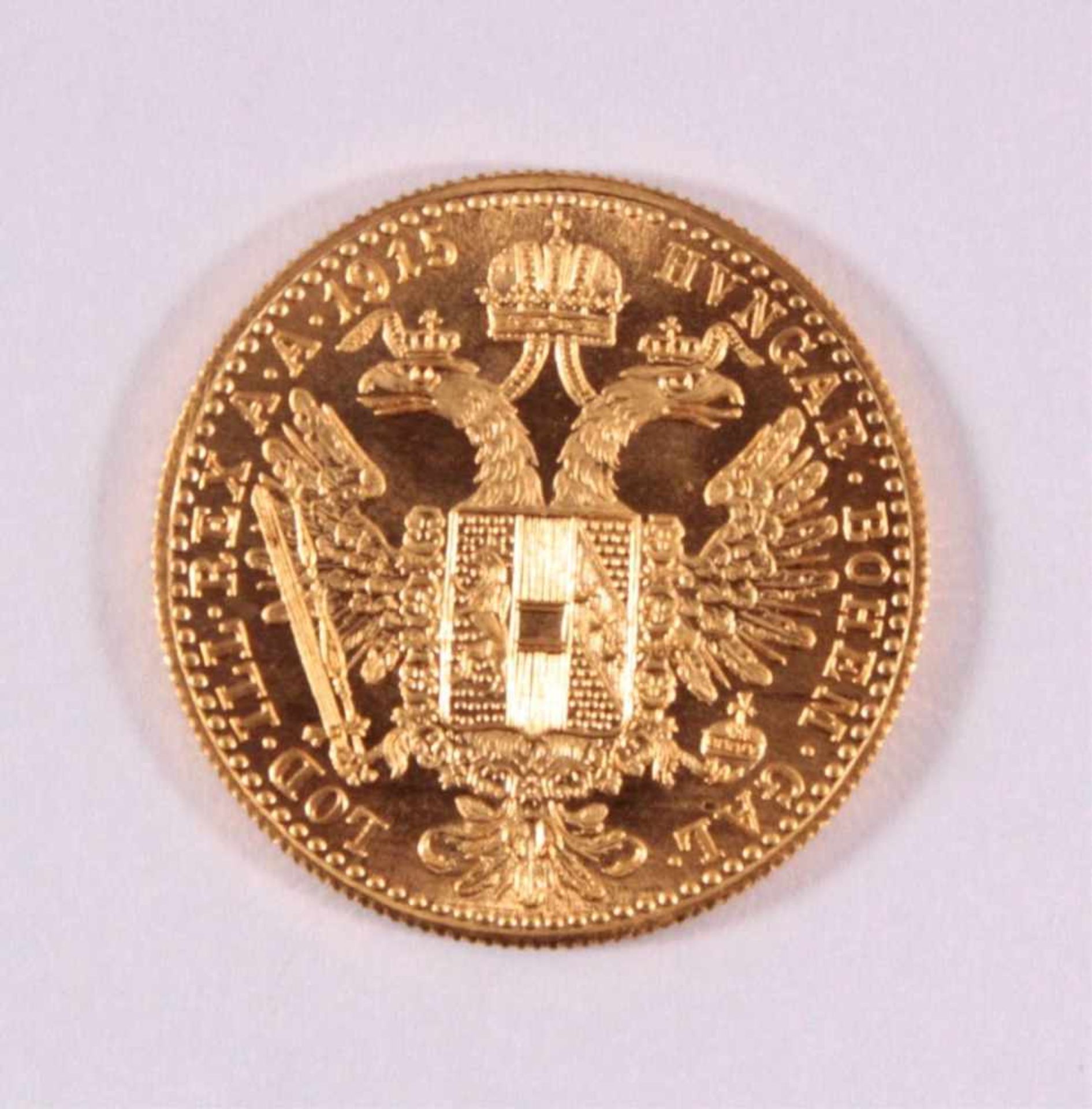 1 Golddukat Kaiser Franz Joseph 1915986er Gold, ca. D-2,0, Gewicht ca. 3,49g - Image 2 of 2