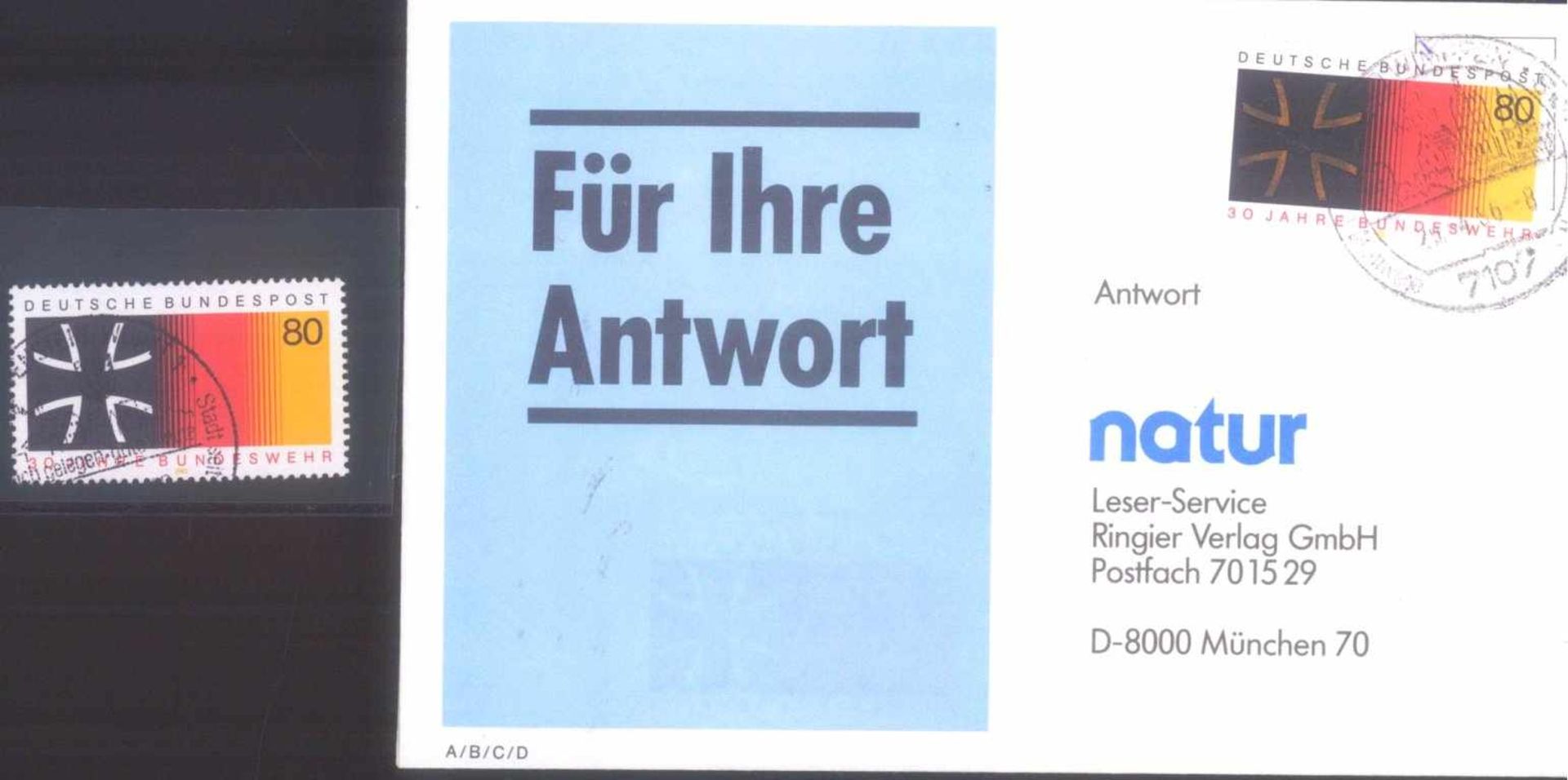 Bund Nr. 1266, 1985 Farbfehler auf BriefIm Michel Spezial nicht erfasster Farbfehler. "braunes"