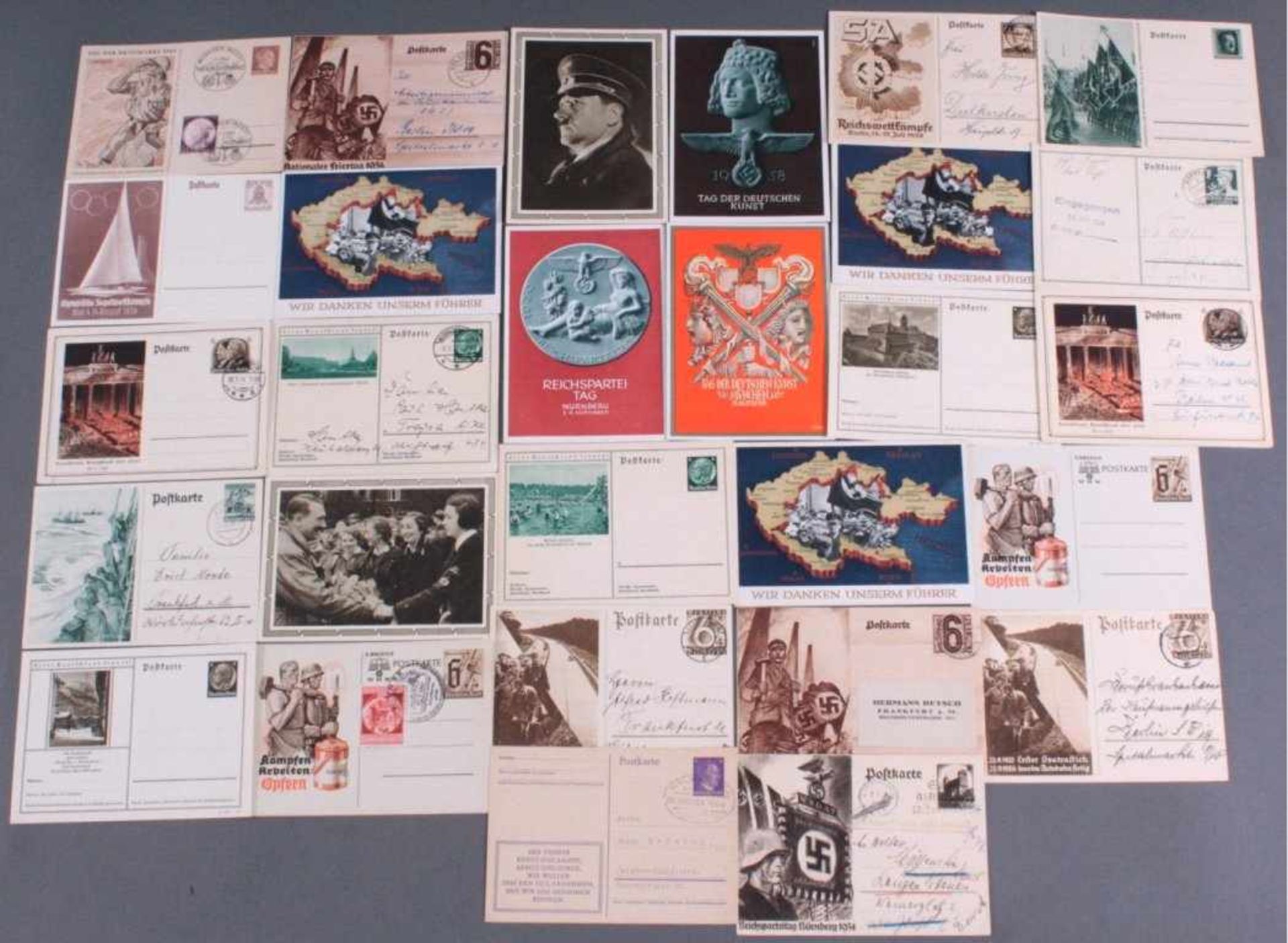 28 Postkarten / Ganzsachen III. ReichTeilweise gelaufen. Alle Karten sind in guten Zustand.