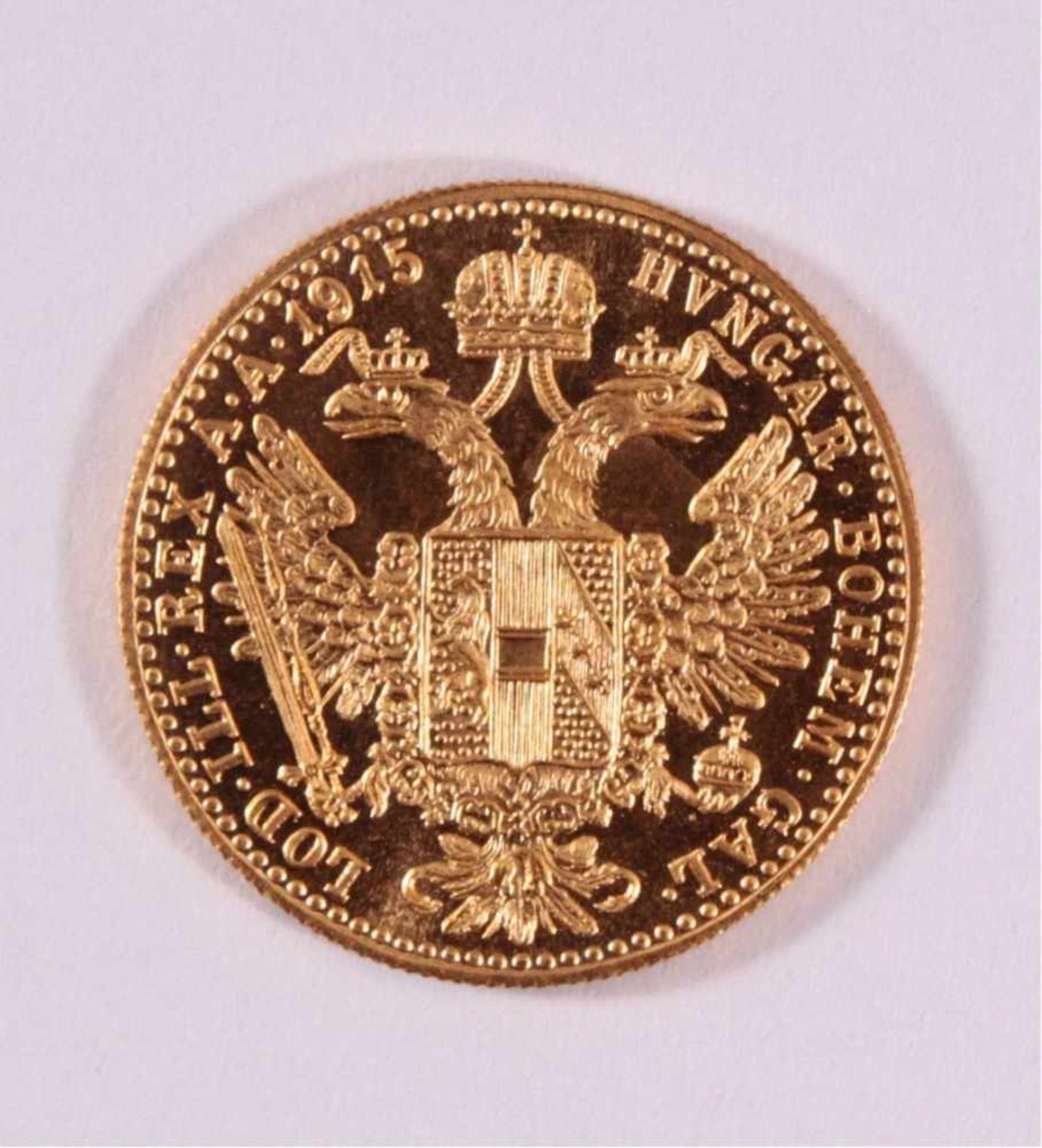 1 Golddukat Kaiser Franz Joseph 1915986er Gold, ca. D-2,0, Gewicht ca. 3,49g - Image 2 of 2