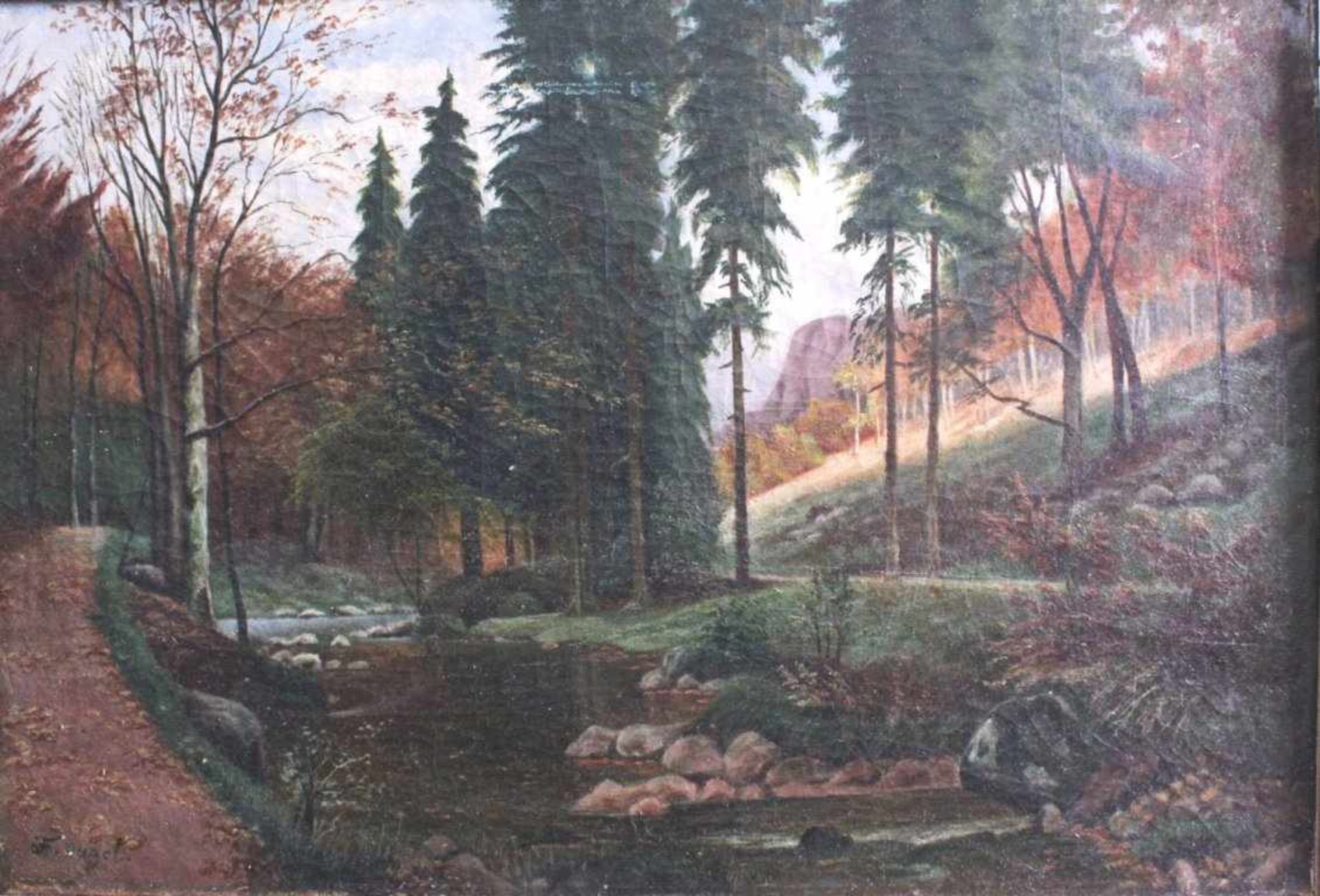 Sommerliche FlusslandschaftÖl auf Leinwand gemalt, ca. 43 x 63 cm. Unten linksbezeichnet F. Hagel,