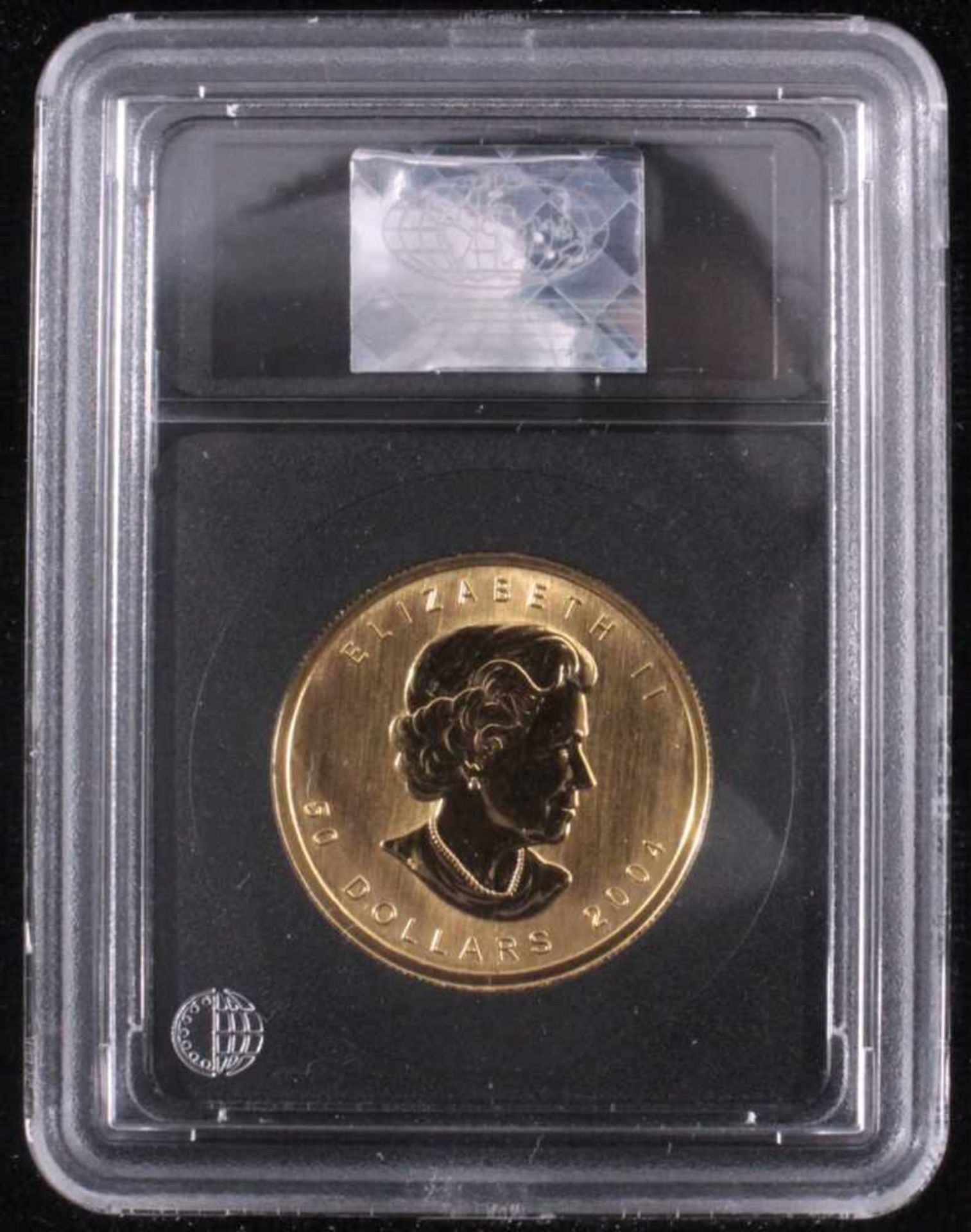 1 oz Maple Leaf Goldmünze50 kanadische Dollar, koloriert und mit einem Diamantenbesetzt. Inklusive