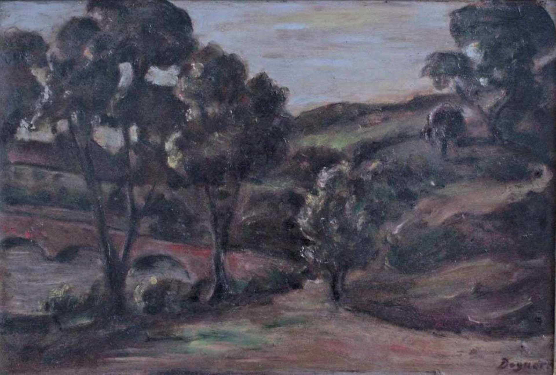 Arthur Degner 1888-1972, "Landschaft mit Häusern und Brücke"Öl auf Hartfaserplatte. Rechts unten - Bild 2 aus 4