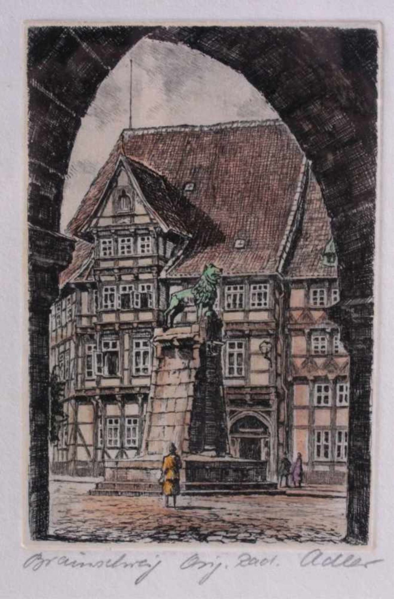 Drei Kolorierte Radierungen, "Städteansichten"Original Radierungen vom: 1) Rudi Müllers, " - Image 3 of 3