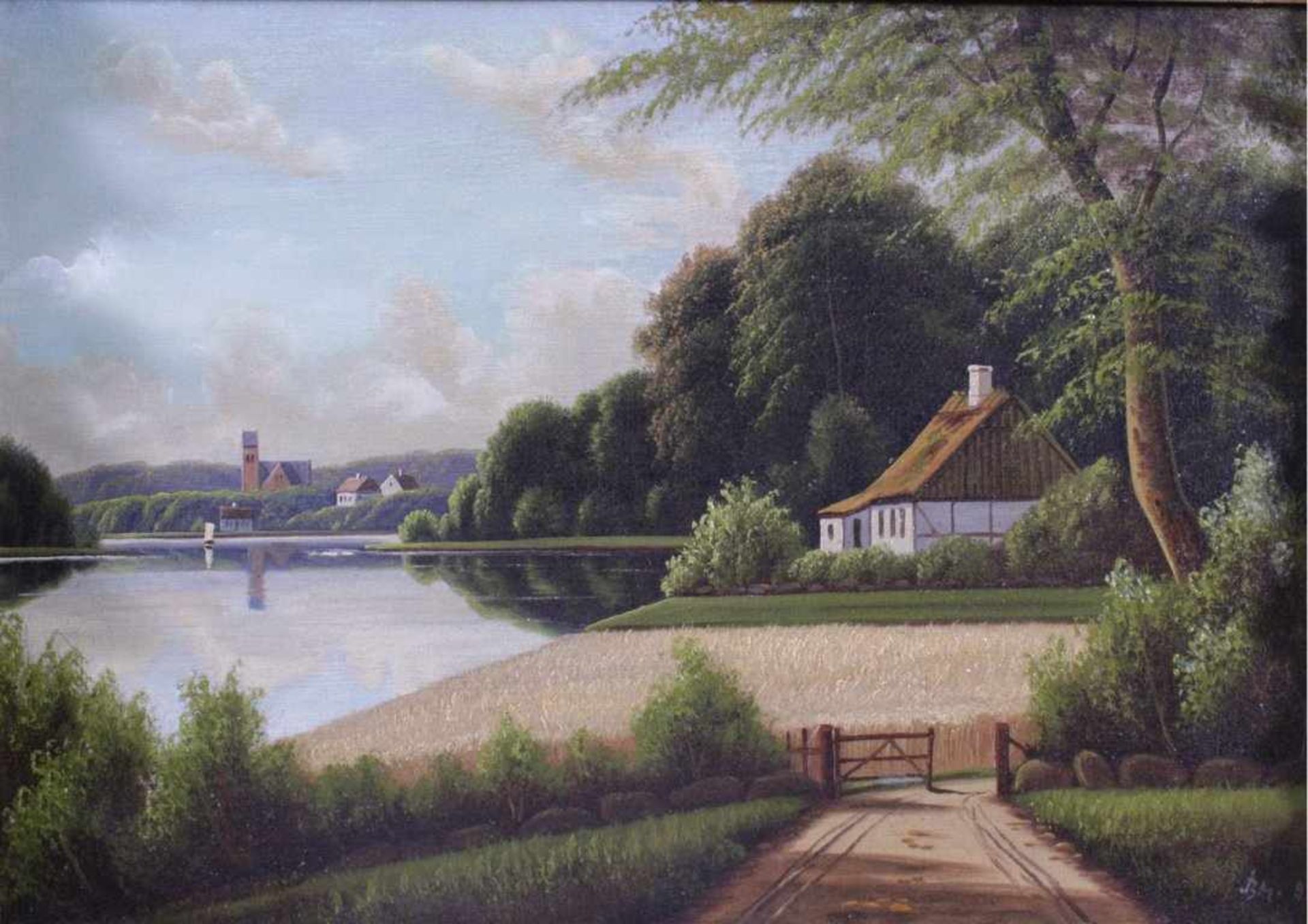 Bernhard Mühlig (1829-1910). Sommerliche SeenlandschaftÖl auf Leinwand gemalt, unten rechts mit - Bild 2 aus 4