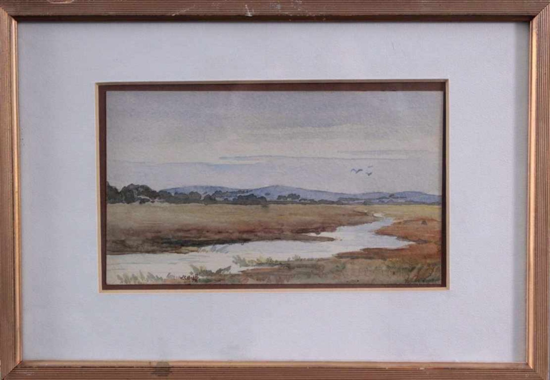J.L. Baker (1922)Aquarell, "Landschaft mit Fluss", links unten signiert, 20 x11,5 cm. Gerahmt