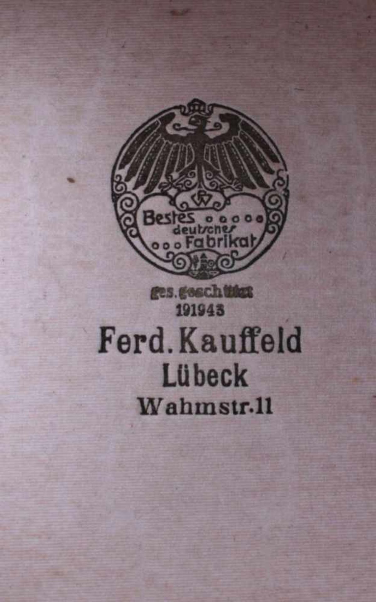 Zylinder um 1900 in HutschachtelZylinder und Hutschachtel mit Verkäuferbezeichnung Ferd.Kauffeld - Bild 2 aus 3