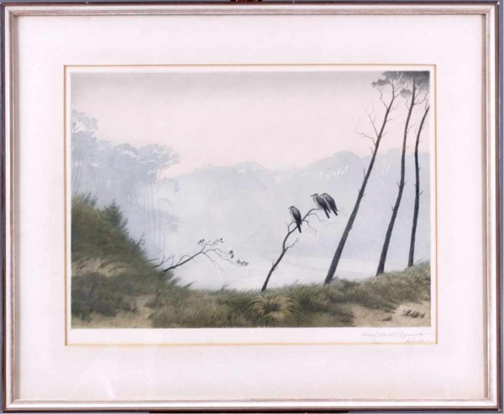 Karl Ewald Olszewski 1884-1965Aquarell auf Papier, 3 auf einem Ast sitzende Nebelkrähen,unten rechts - Bild 2 aus 3
