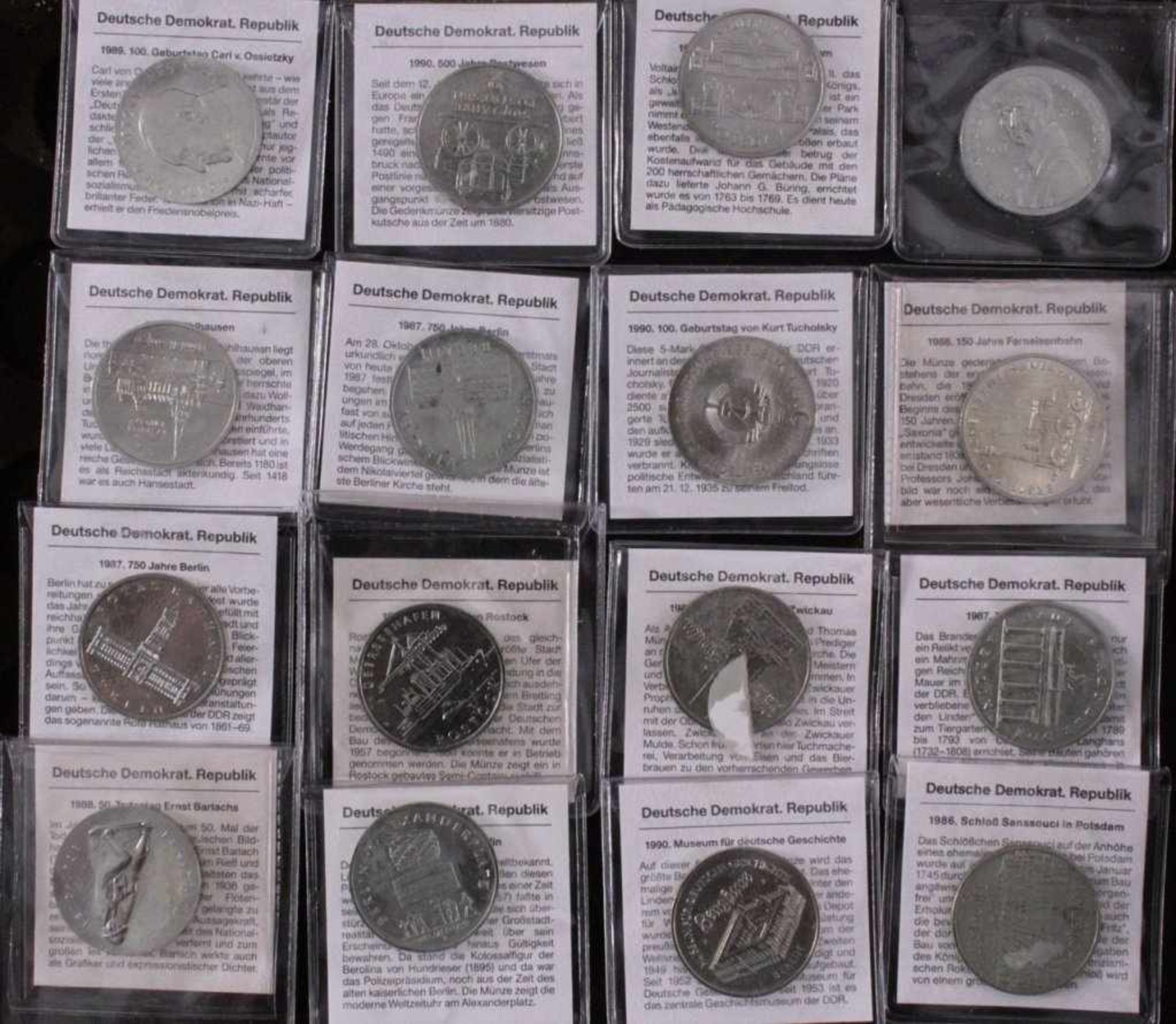 BRD Münzsammlung21x 10 DM Gedenkmünzen, mit Schatulle.49x 5 DM Gedenkmünzen ab Leibnitz, mit - Bild 2 aus 6