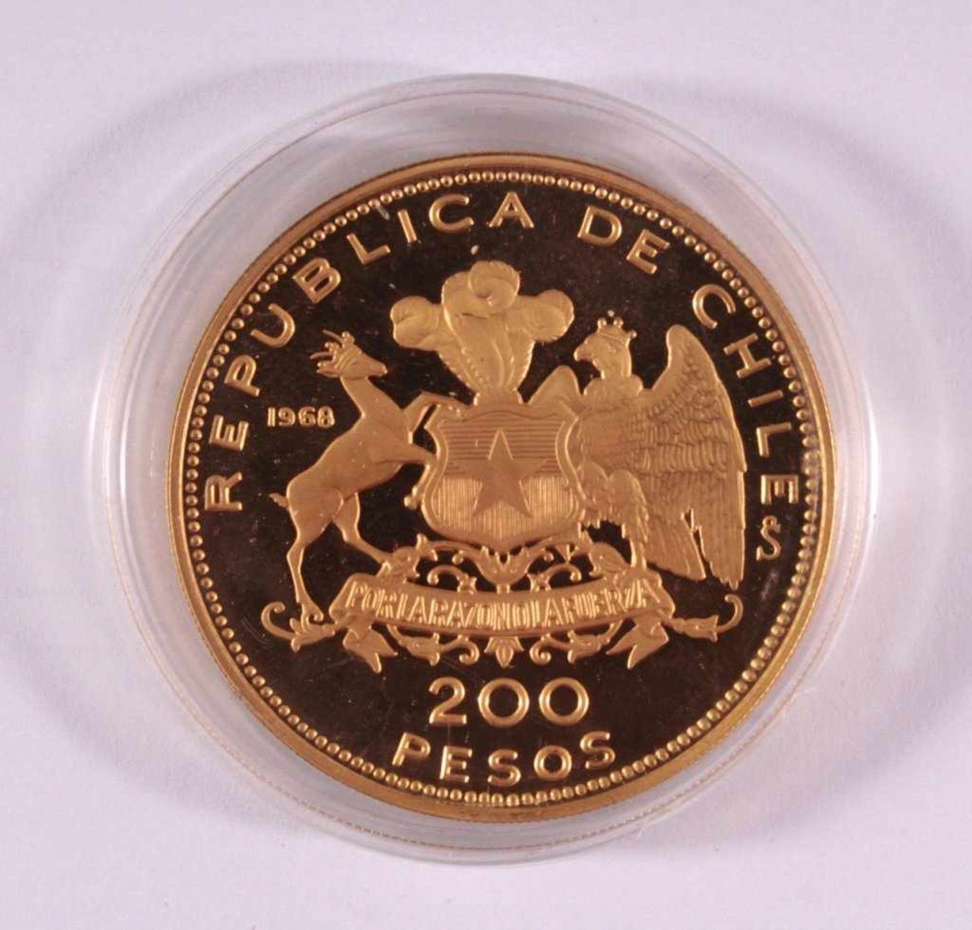 200 Pesos Chile 1968900er Gold, D-4 cm, 40,7 g - Bild 2 aus 2