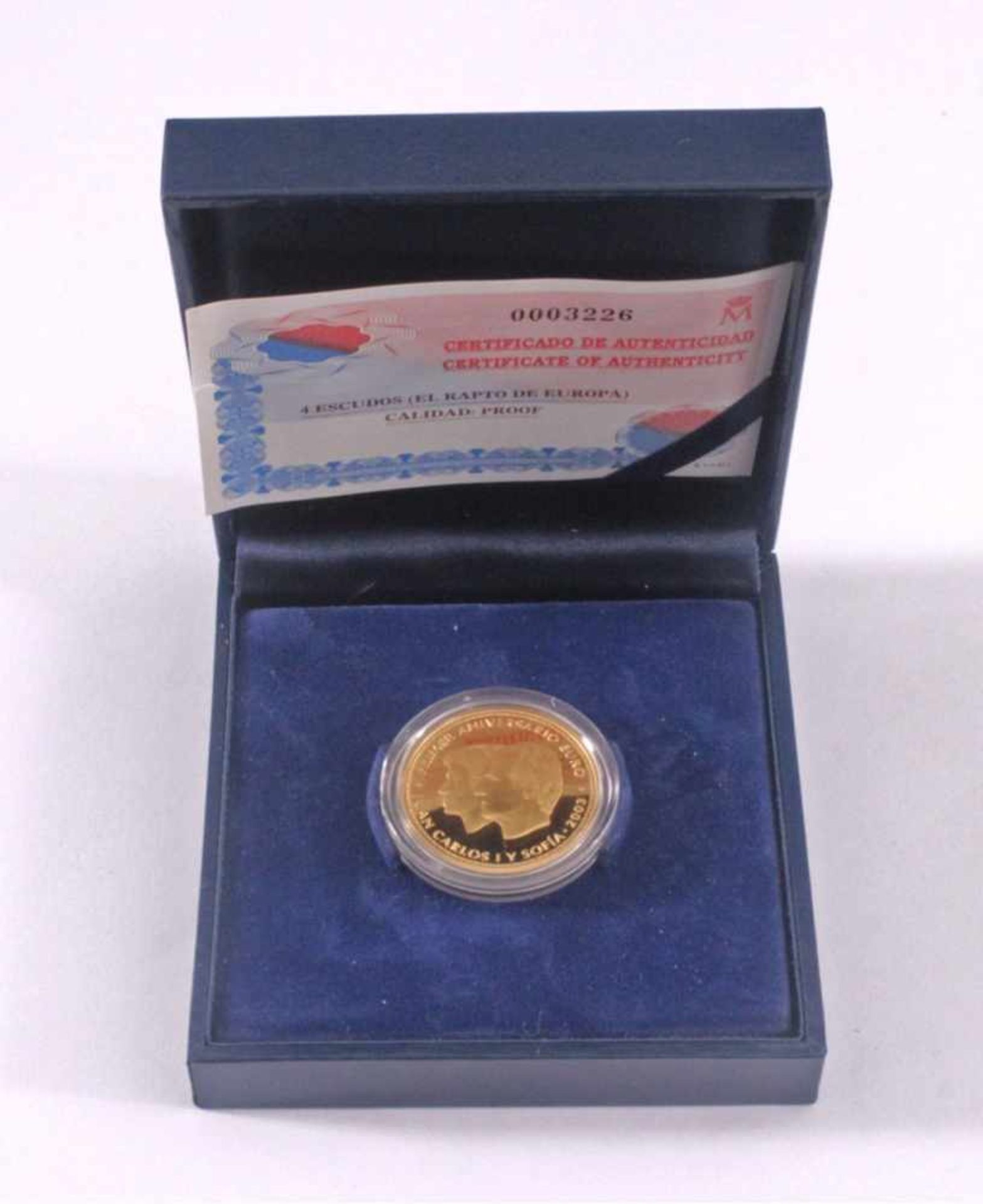 200 Euro Goldmünze Spanien 2003 - 1. Euro Jahrestag999er Gold, 13,5 Gramm, in Etui - Image 3 of 4