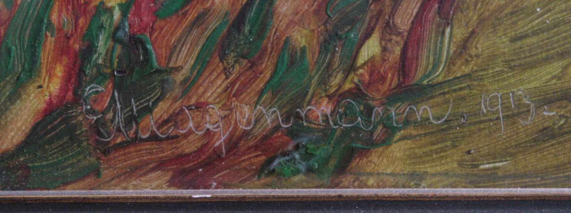 W. Wagenmann ?-?, "Sommerliche Landschaft"Aquarell/Öl auf Pappe, unten links signiert und - Bild 2 aus 3