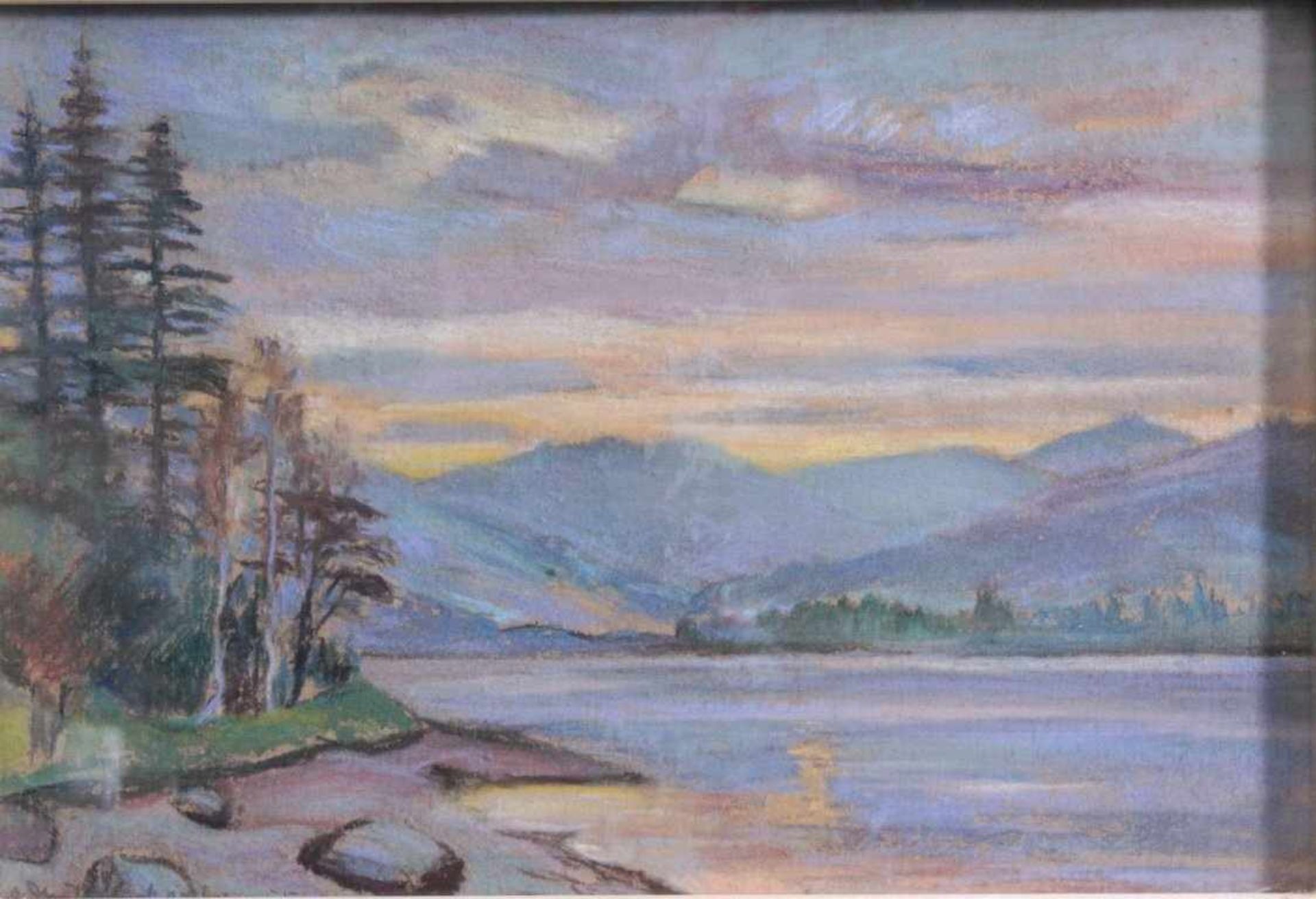 Otto Müller-Hartau (1898-1969)Aquarell, "Spätherbst Abend am Titisee, Schwarzwald" 1955,unten - Bild 2 aus 4