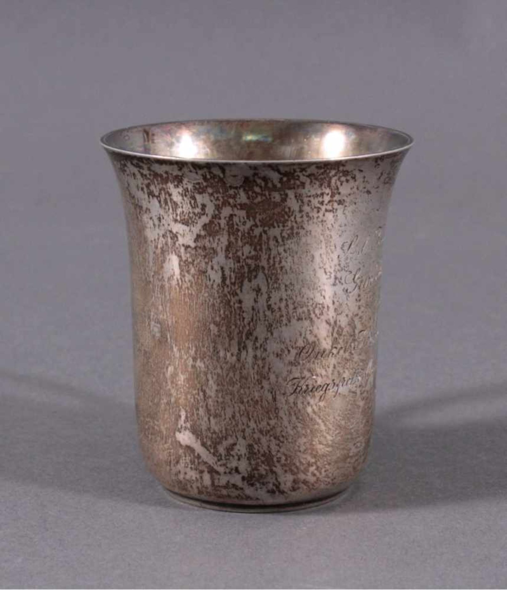 Silberbecher mit Gravur, 800er Silber, Herst. L. PosenHerst. L. Polsen Frankfurt, Schauseite mit - Bild 3 aus 4