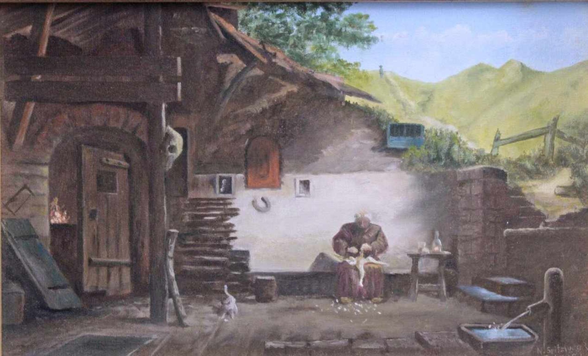 Janusz Lanc geboren 1946 in Polen, SpitzwegGerahmt, ca. 19 × 30 cm Rahmen 32 × 44 cm - Bild 2 aus 4