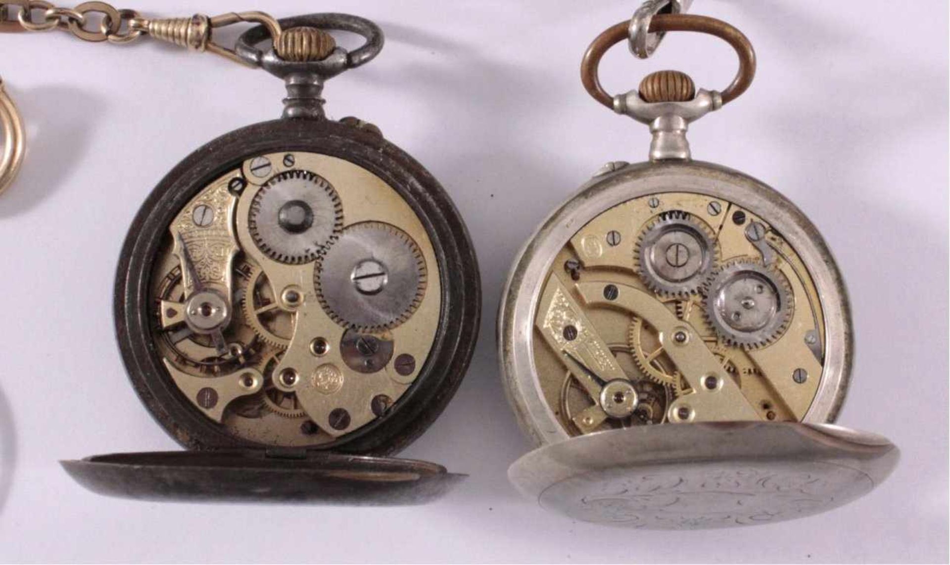 Kleine Taschenuhrensammlung1 silberne Taschenuhr mit Uhrenkette, beschädigtesZiffernblatt, kleiner - Image 5 of 5