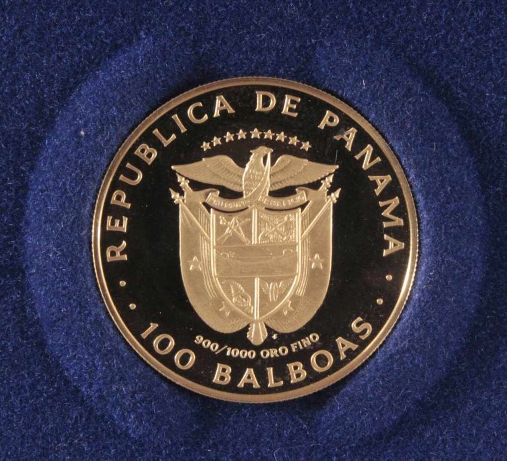 Goldmünze Panama 100 Balboa, Vasco 1975Goldmünze mit einem Goldgehalt von 900/1000. Gewicht ca.8, - Image 2 of 4