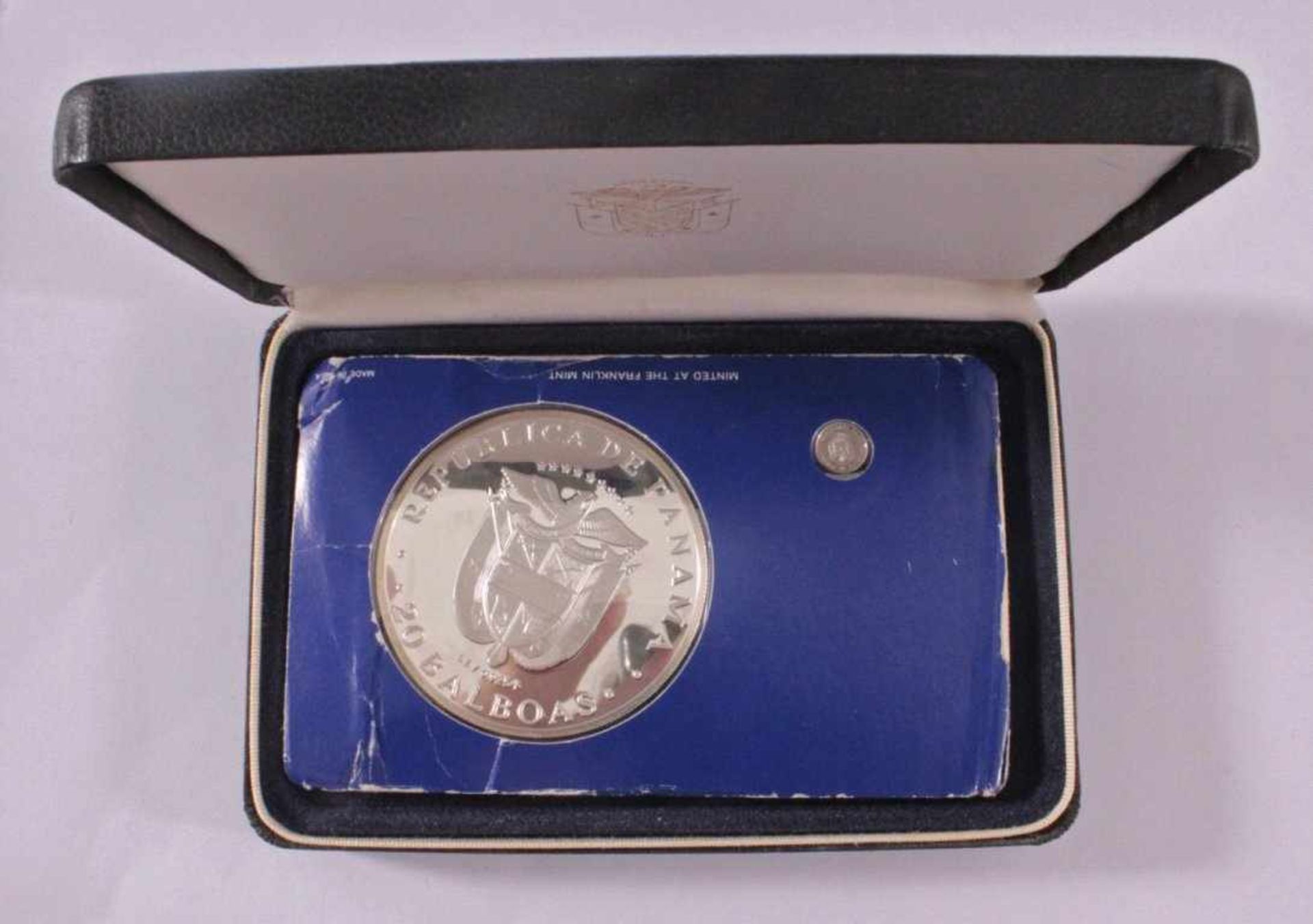 Panama 20 Balboas, 1976925er Sterling Silber Münze, Gewicht ca. 120 Gramm, in Etui,PP - Image 3 of 4