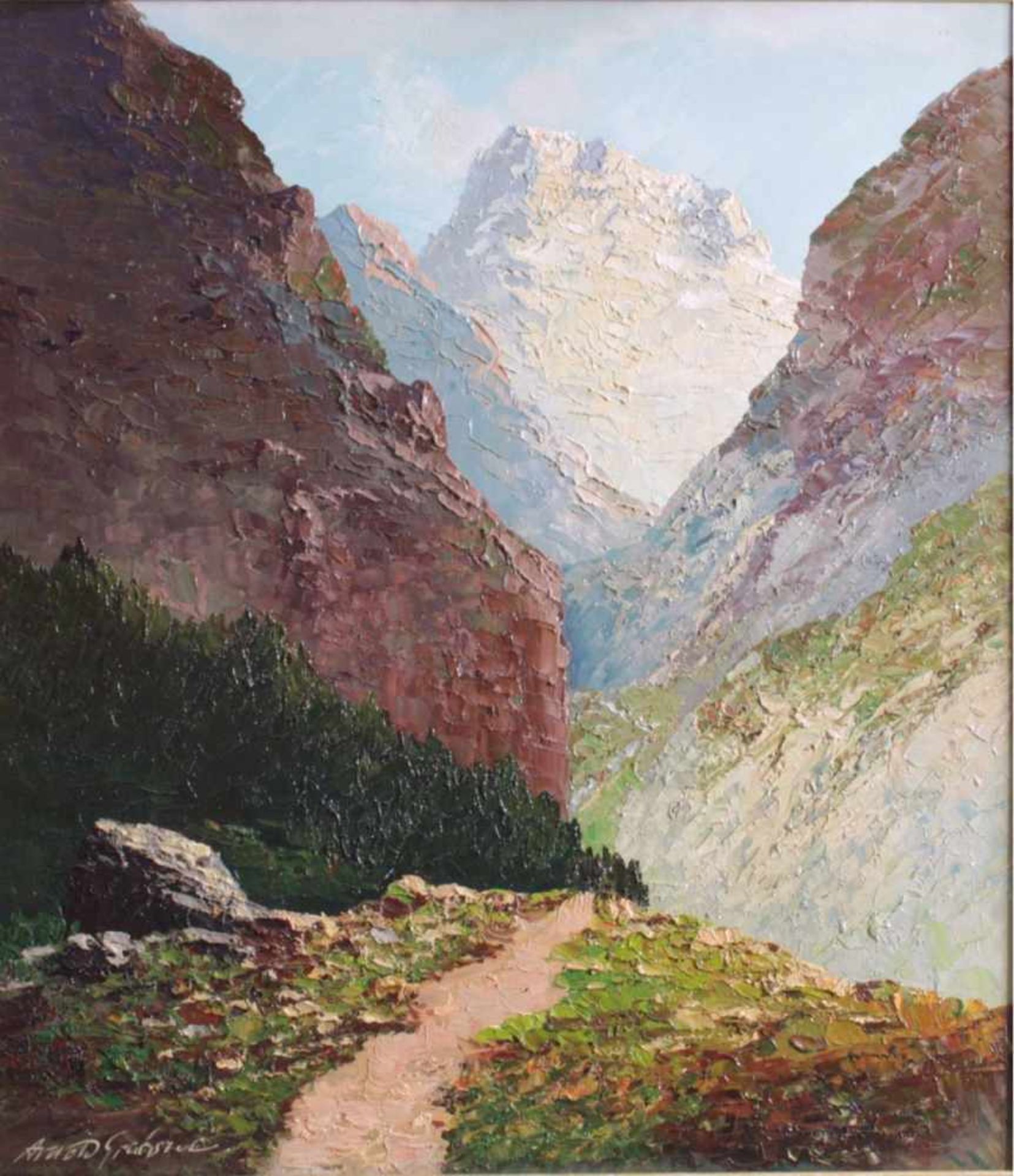 Georg Arnold-Grabone (1896-1982)Im Haslital, Öl auf Leinwand gemalt, unten links signiert,gerahmt,