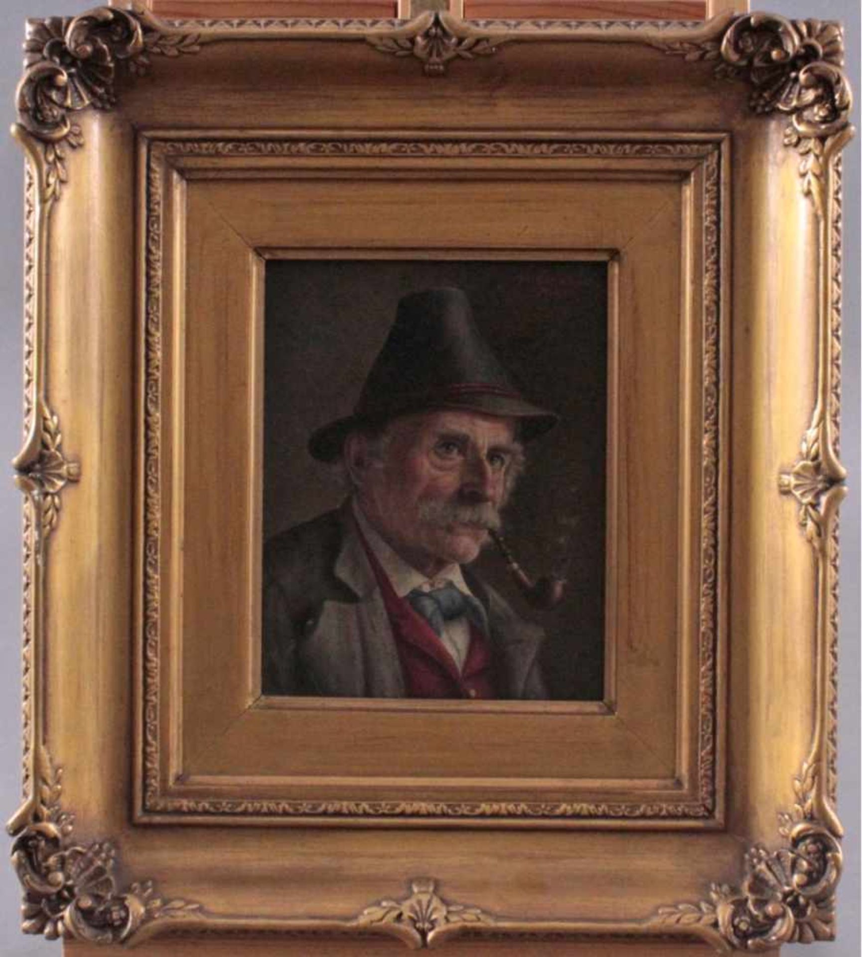 Walter Roessler (1893-1960)Öl auf Holz, "Portrait eines Pfeife rauchenden Mannes",rechts oben