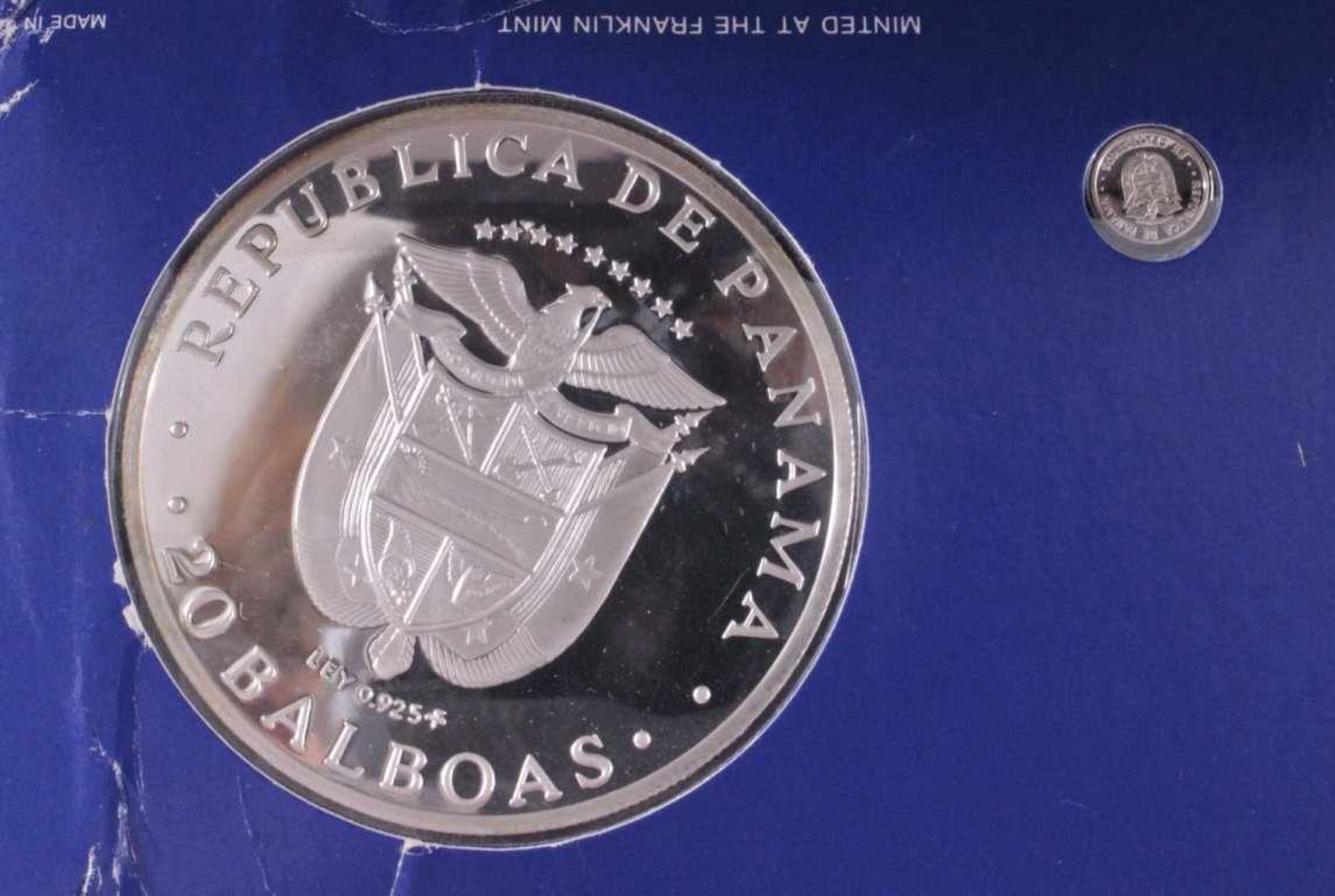 Panama 20 Balboas, 1976925er Sterling Silber Münze, Gewicht ca. 120 Gramm, in Etui,PP - Image 2 of 4