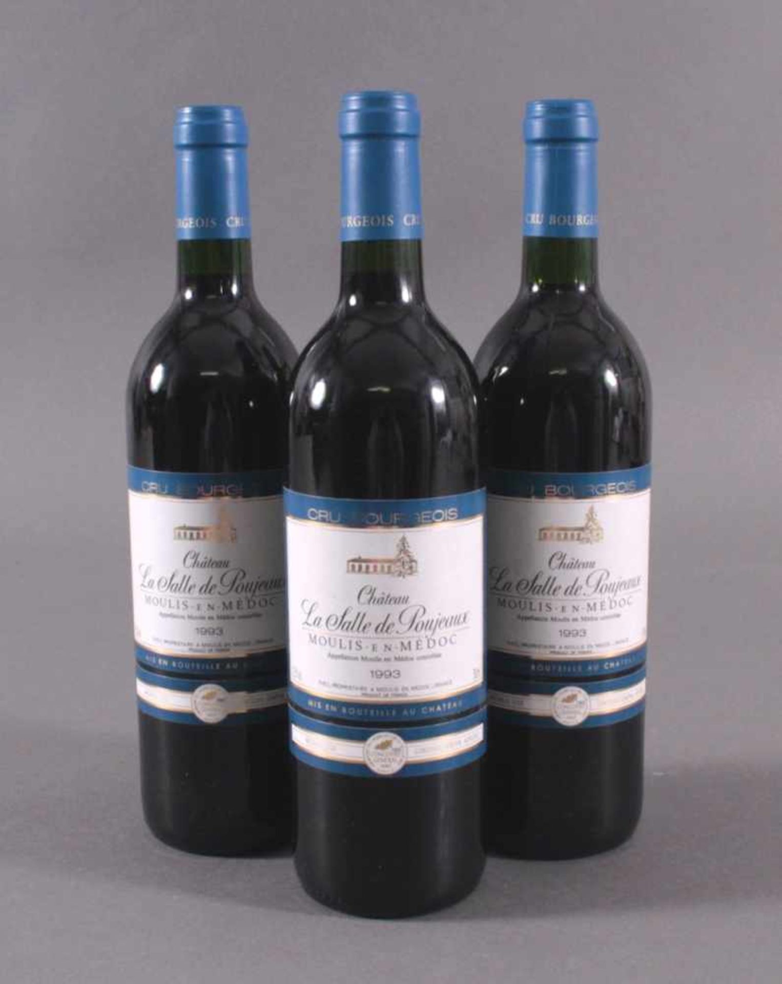 3 Flaschen Rotwein1993er Château La Salle de Poujeaux, Moulis-en-Medoc, CruBourgeois.Can not be send