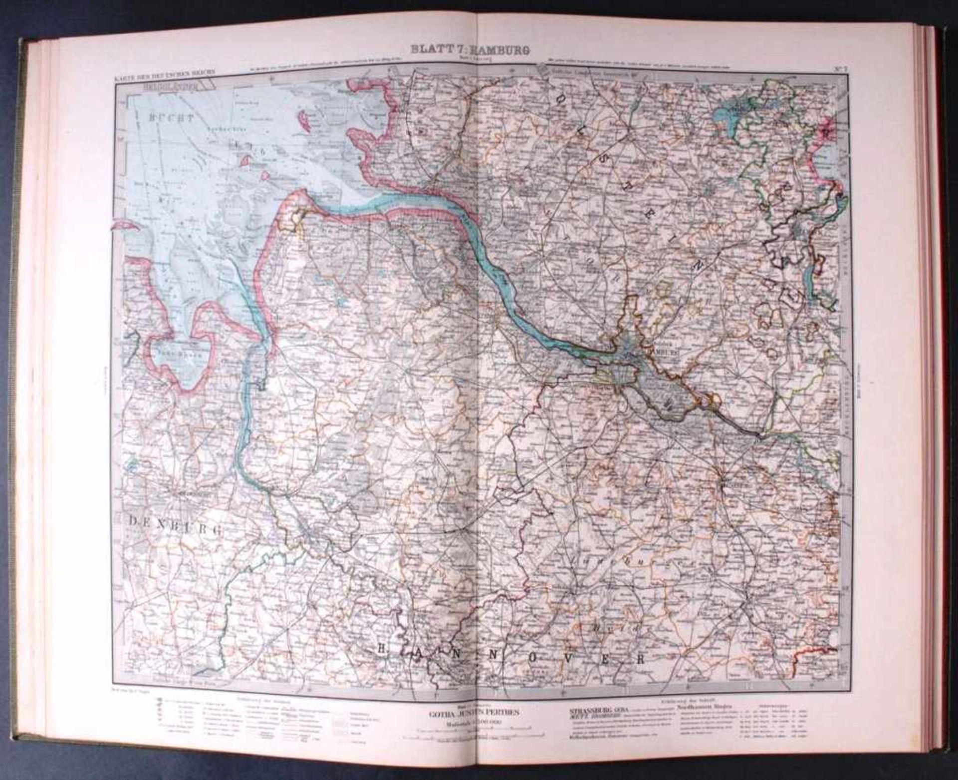 Vogels Karte des Deutschen ReichsPerthes, Gotha, 1908. 74 Seiten und 27 Blätter inKupferstich im - Image 2 of 4
