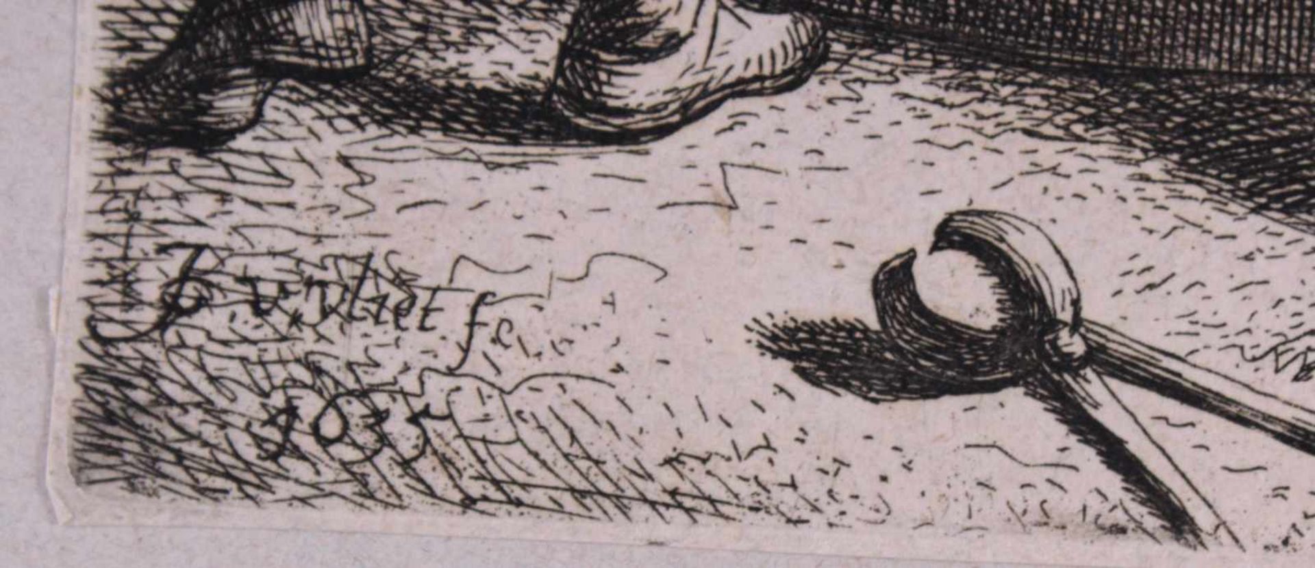 Jan Georg Vliet (ca. 1610-1637)"Le Fogeron". Radierung. In der Platte signiert, ca. 21 x 16cm - Bild 2 aus 4