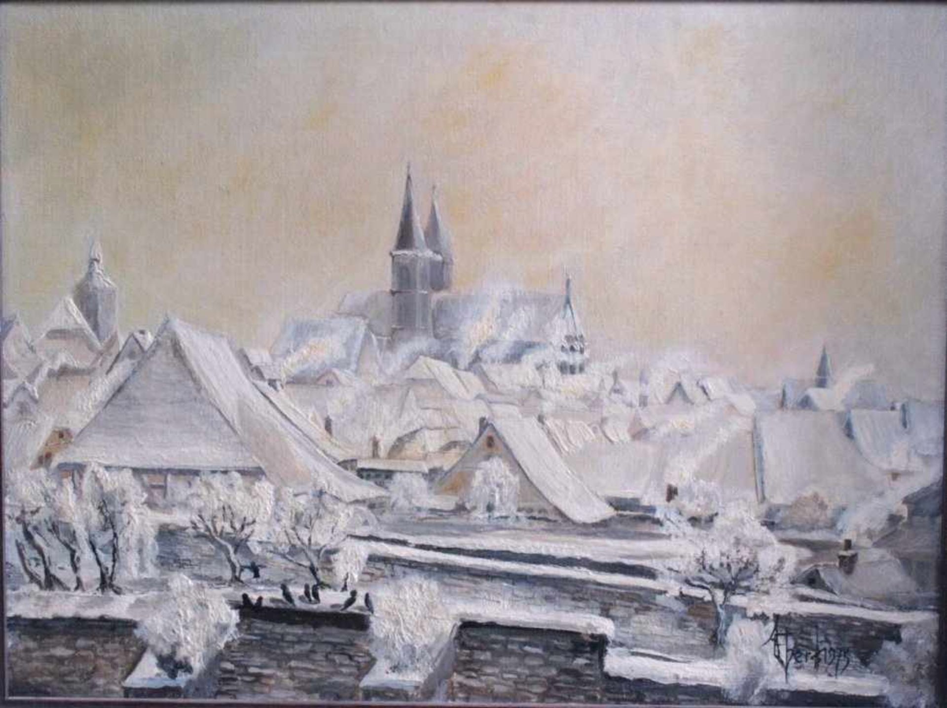 Ebert A.Paar Ölgemälde auf Leinwand, unten rechts signiert unddatiert, "Winterliche Ansicht" - Bild 3 aus 7