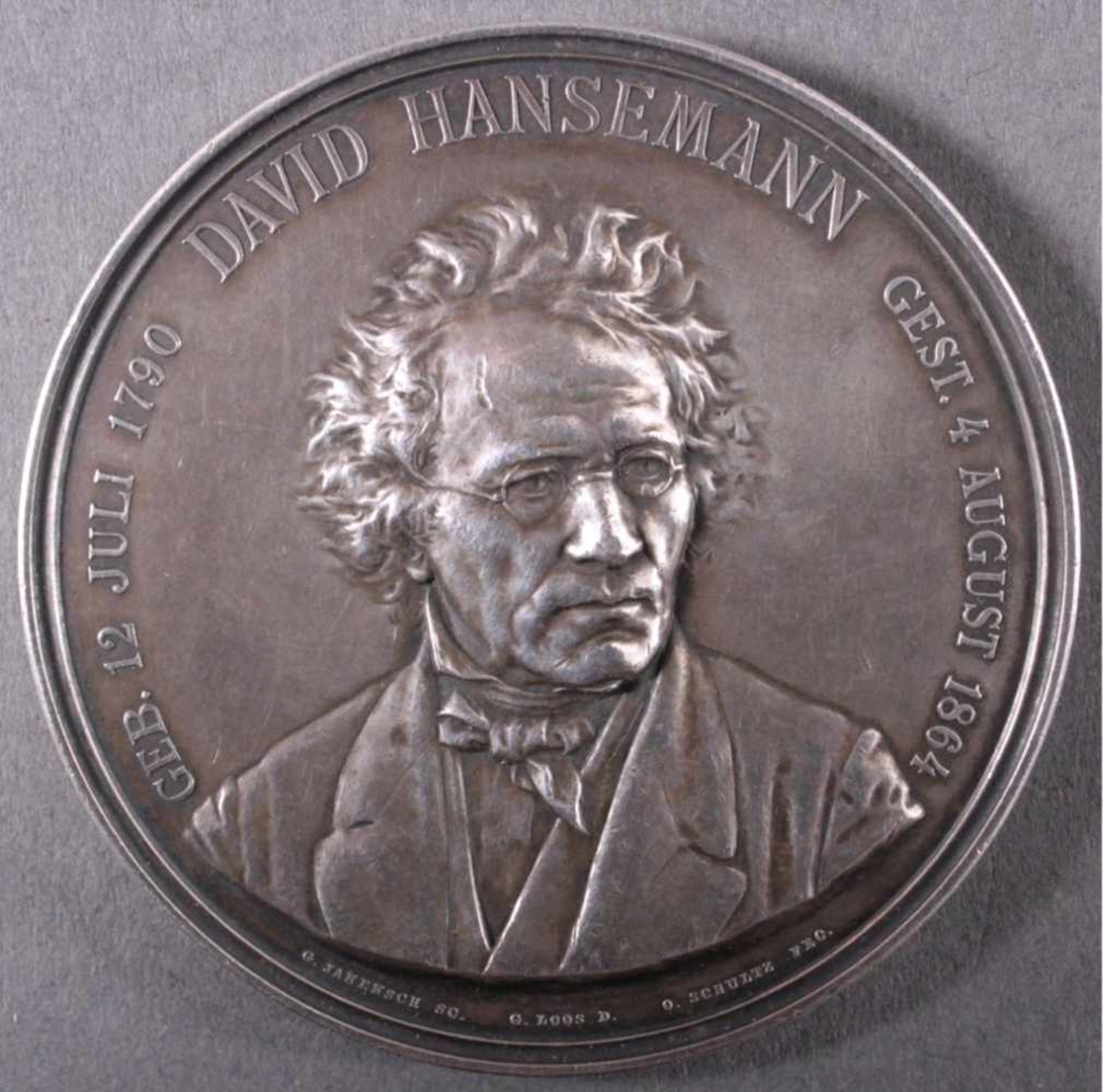 Silber Medaille David Hansemann, 1864, signiertVorderseite signiert: "G. Janensch SC. G. Loos D. O.