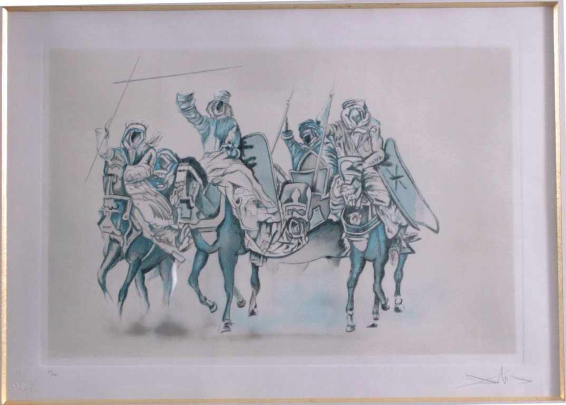 Salvador DALI (1904-1989) "Blaue Reiter"Farblithografie, unten rechts mit Bleistift signiert, - Bild 2 aus 4