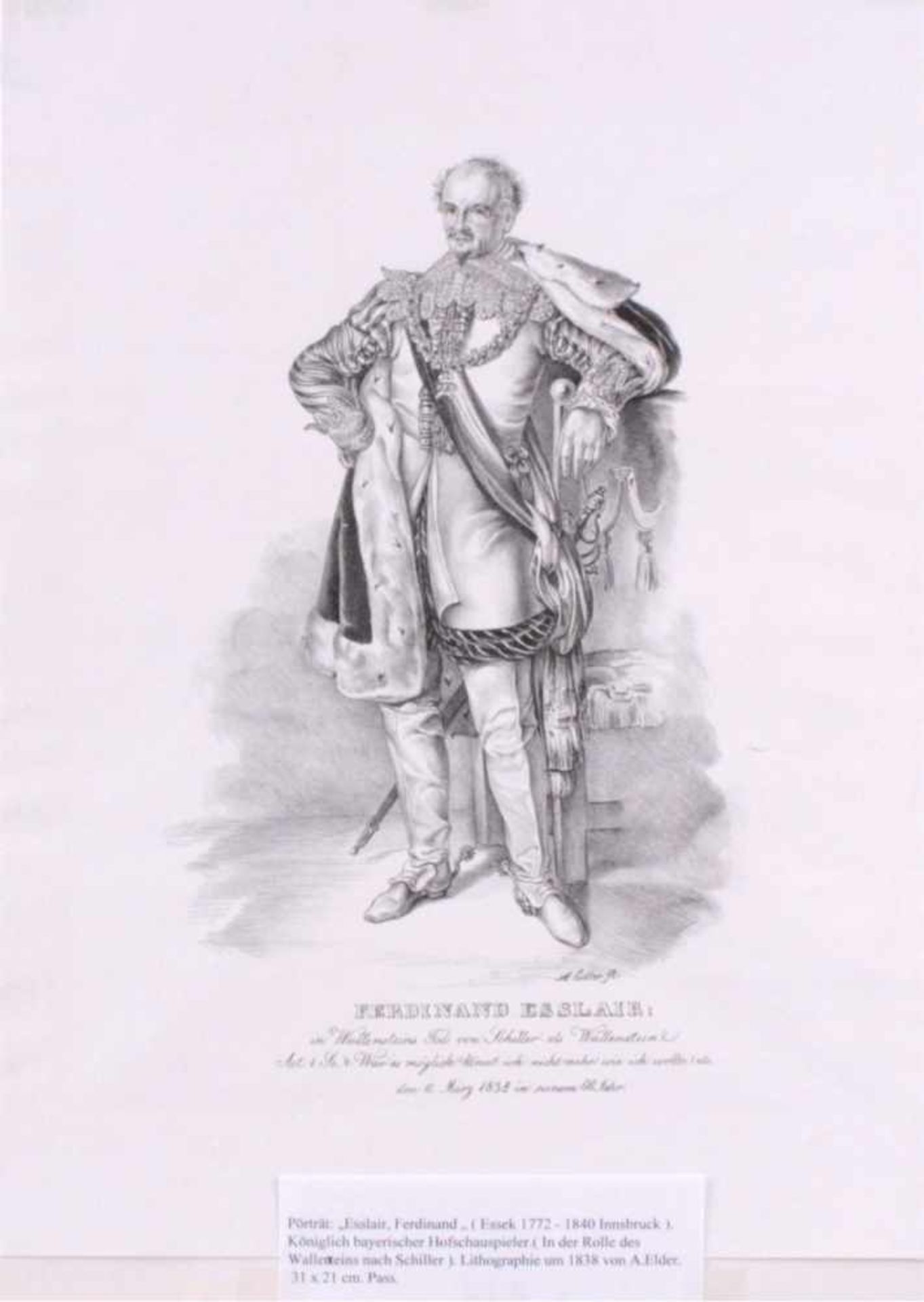 Ferdinand Esslair (Eppersdorf/Schlesien 1772-1840 Innsbruck)Porträt- Wallenstein. Königlich