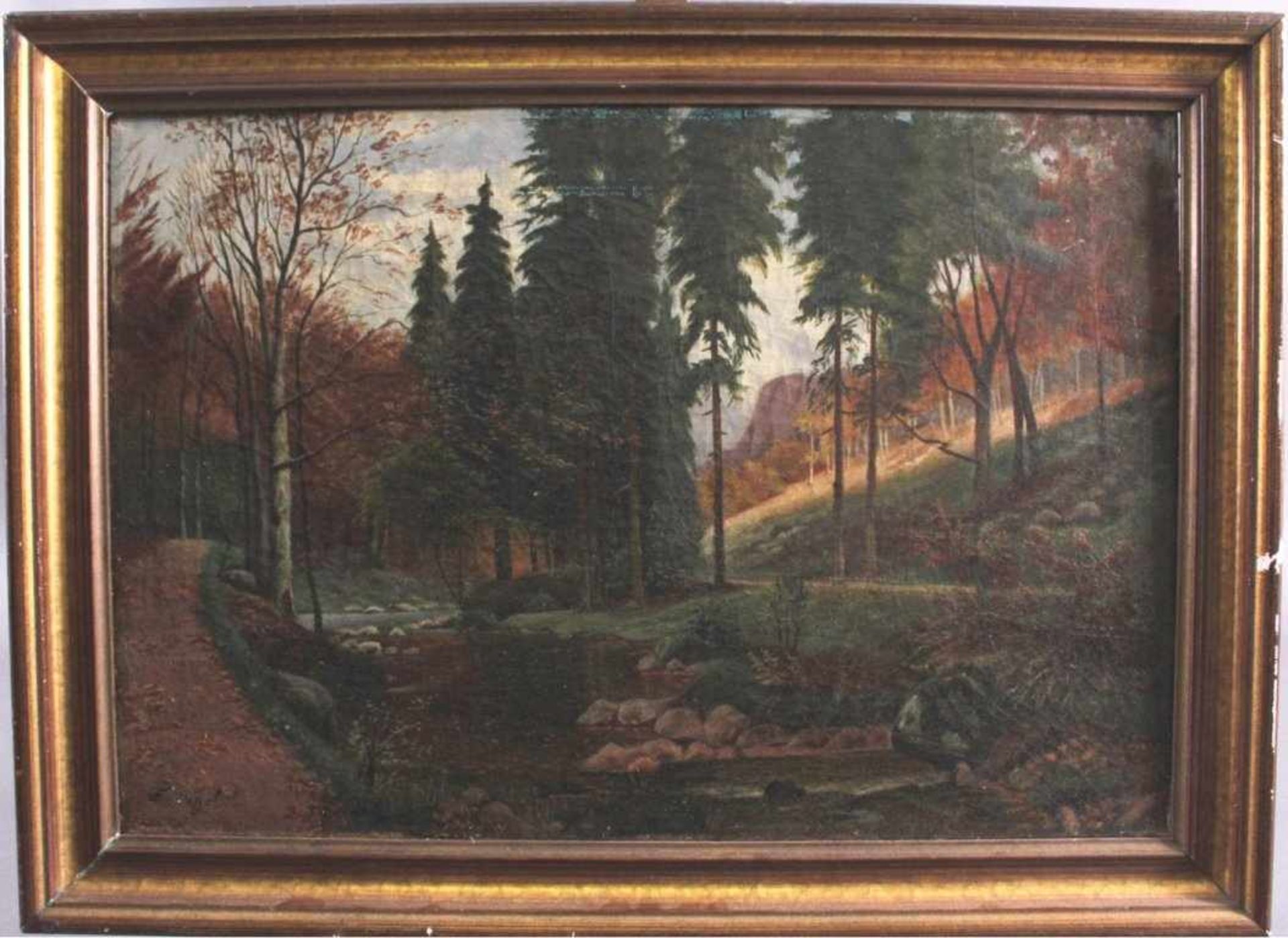 Sommerliche FlusslandschaftÖl auf Leinwand gemalt, ca. 43 x 63 cm. Unten linksbezeichnet F. Hagel, - Bild 2 aus 4