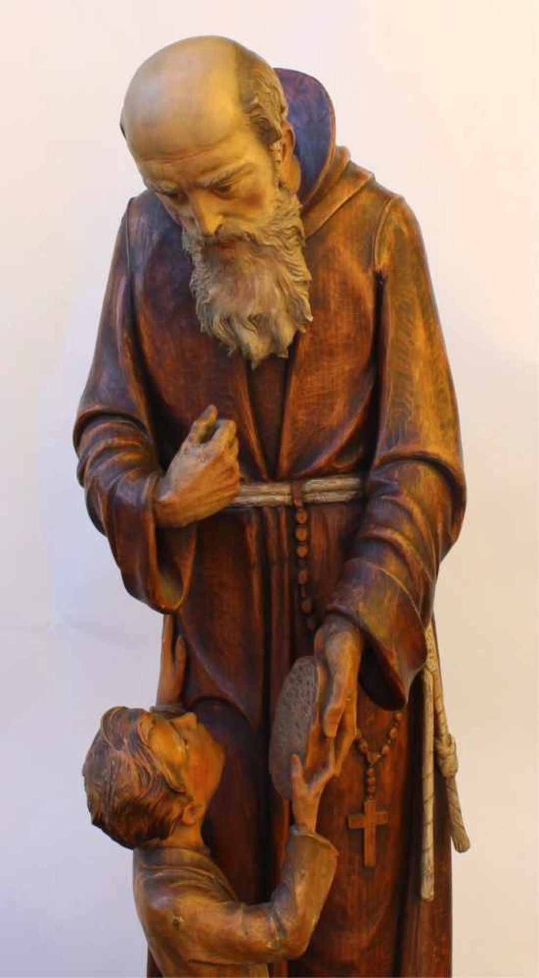 Skulptur, heiliger Bruder Konrad mit KindHolz geschnitzt und farbig gefasst, auf - Bild 2 aus 11