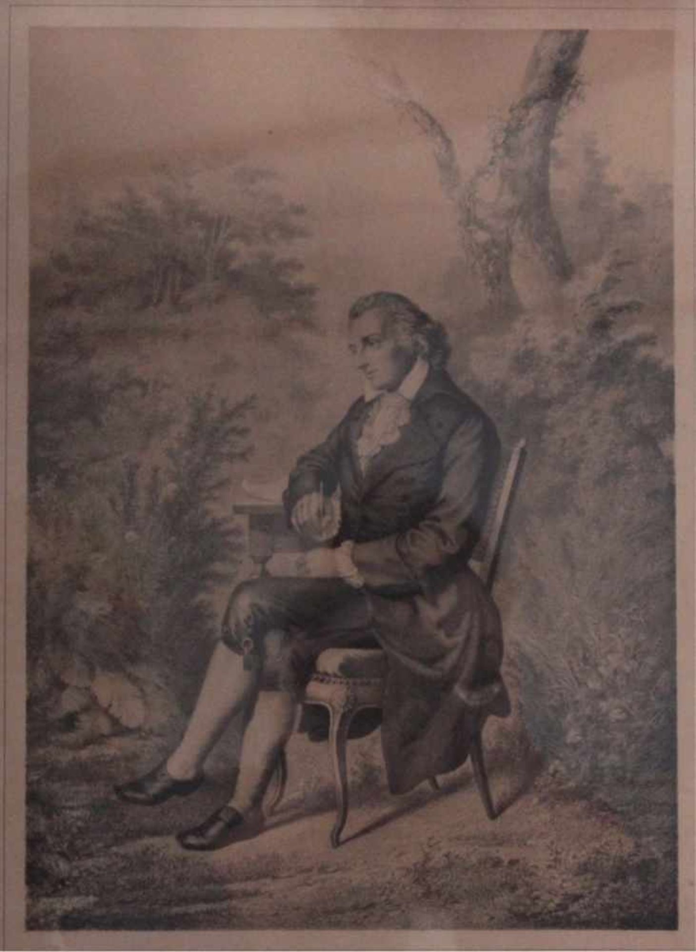 Zwei Lithographien. Goethe und SchillerGetönte Lithographien v. L. Bisch nach Chr.Bach. Verlag - Bild 3 aus 5