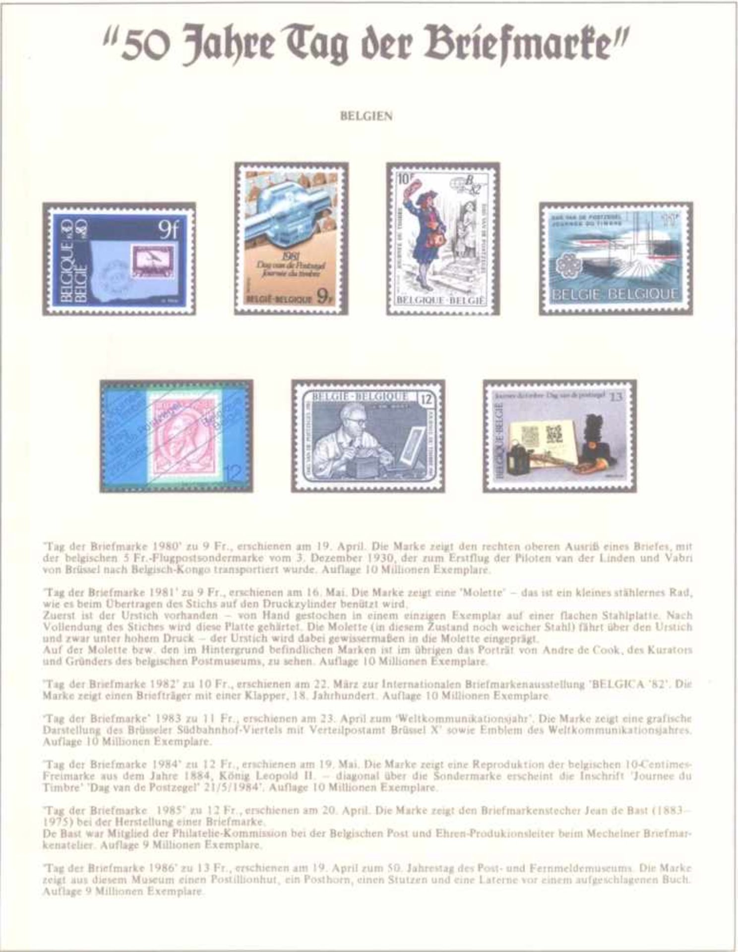 50 Jahre Tag der Briefmarke, Motivsammlungin 3 Alben. Sätze, Bögen, Ersttagsbrief usw. - Bild 2 aus 6