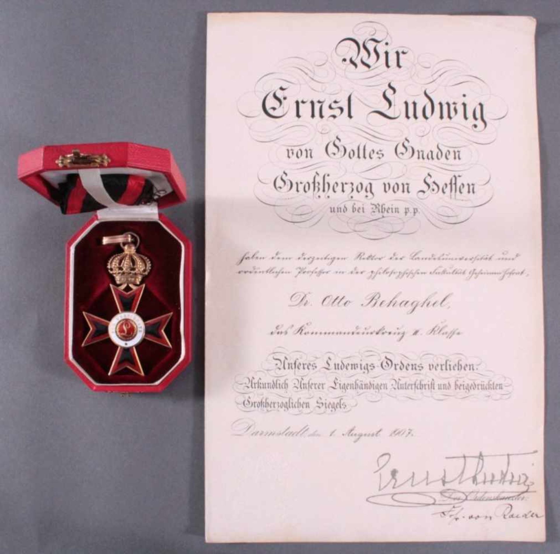 Hessen, Ludwigs-Orden Commmadeur II. KlasseGroßkreuz 2. Klasse, Kreuz gold emailliert, im