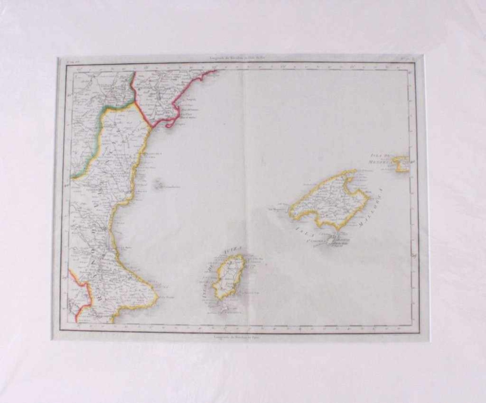 Grenzkolorierte Kupferstichkarte aus Rigobert Bonne"Atlas Moderne" Paris 1771Landkarte: Balearen ( - Bild 2 aus 2