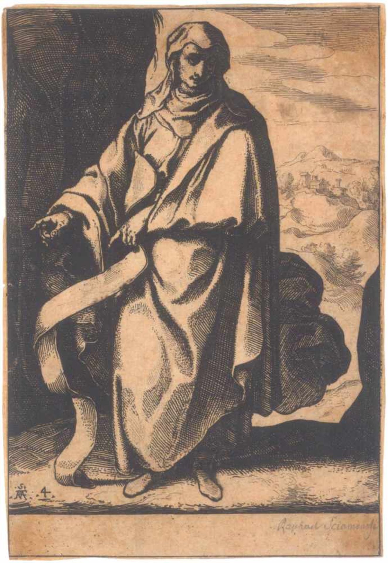 Raffaello Schiaminossi (1572 - 1622)Radierung um 1610, aus der Serie "Die zwölf Propheten",links